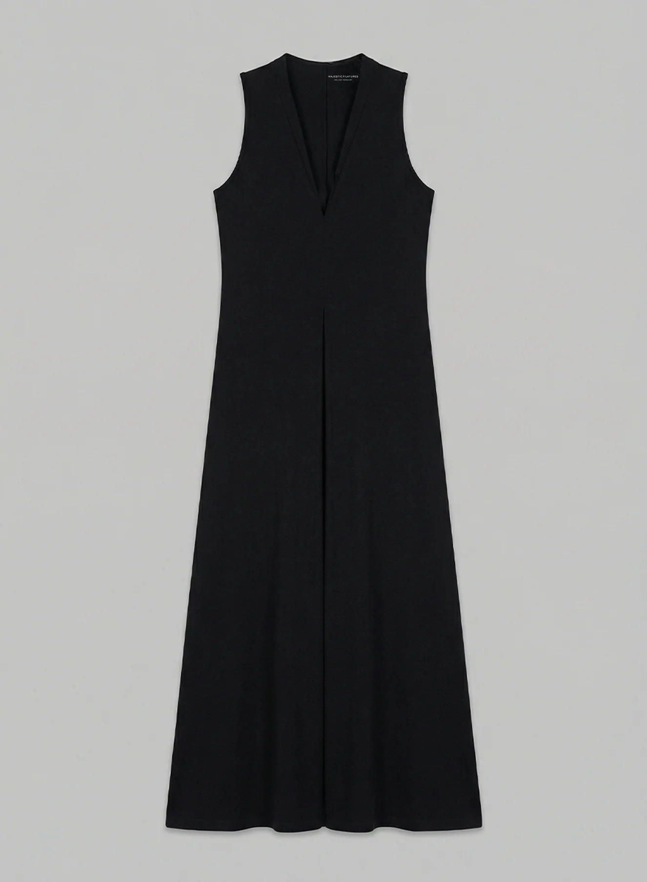 Robe Noire Col V Sans Manches en Coton Supima - Image 6