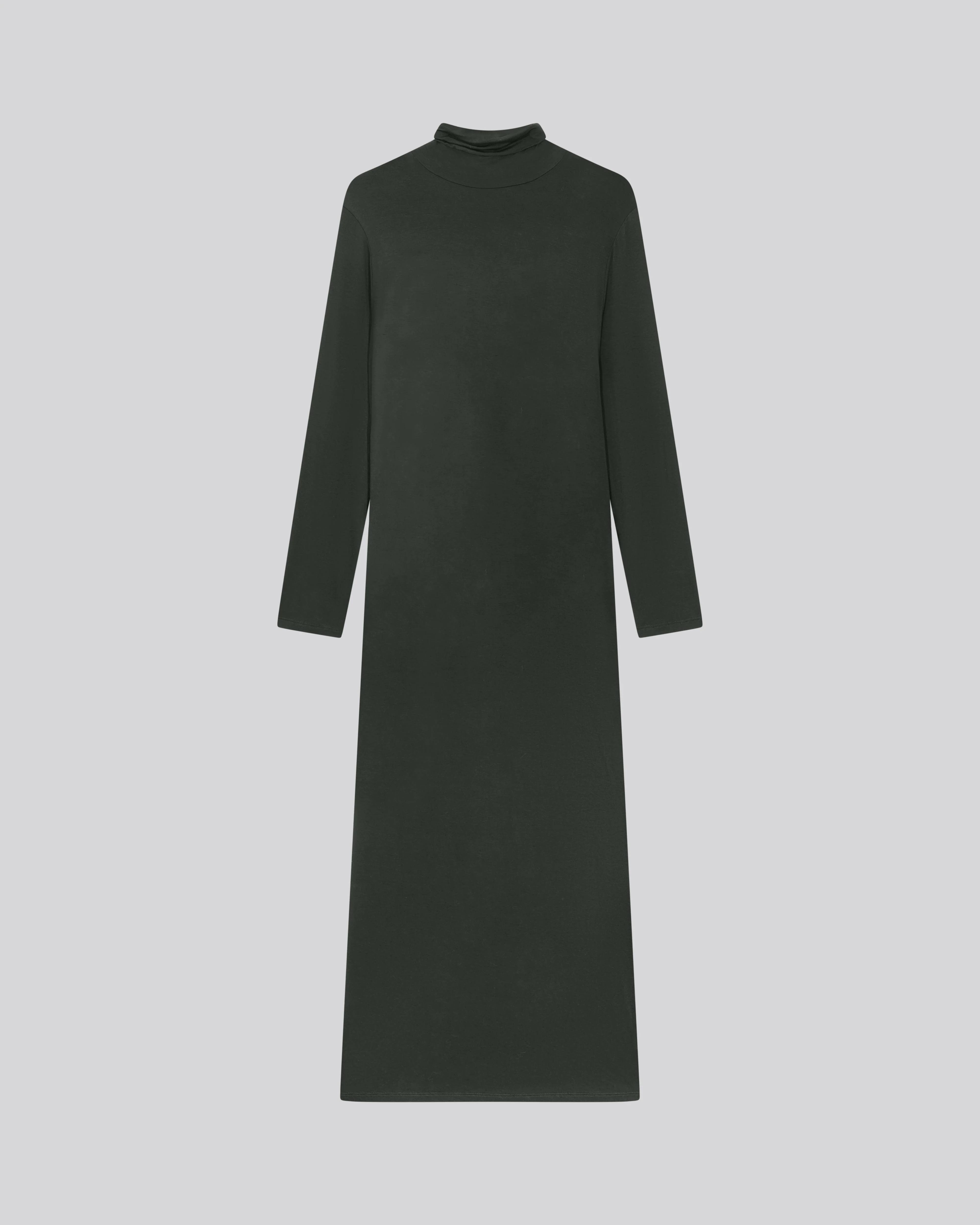 Robe Verte Col Roulé Manches Longues en Viscose / Elasthanne - Image 6