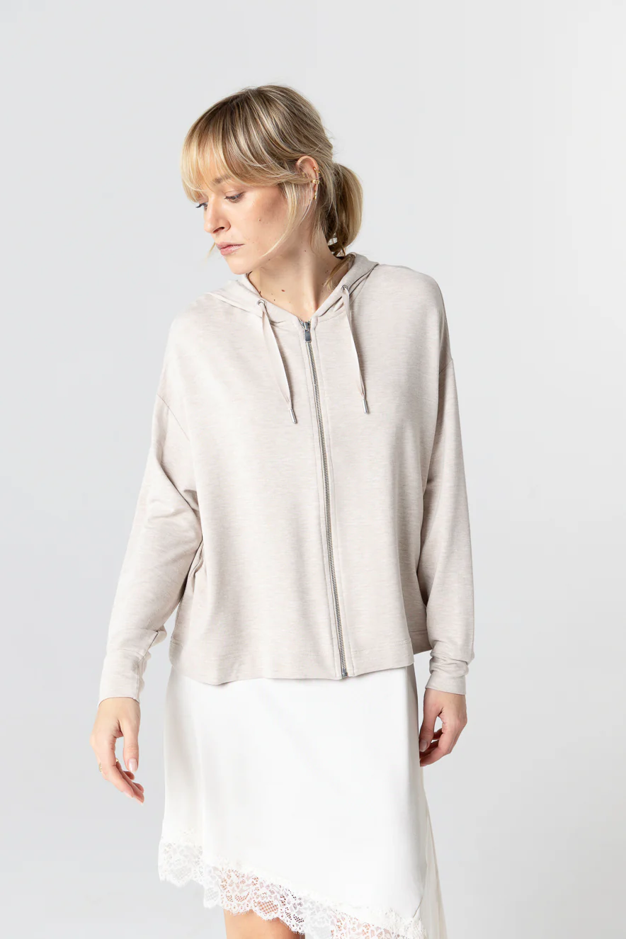 Sweat Beige Col Rond Manches Longues en Viscose / Elasthanne