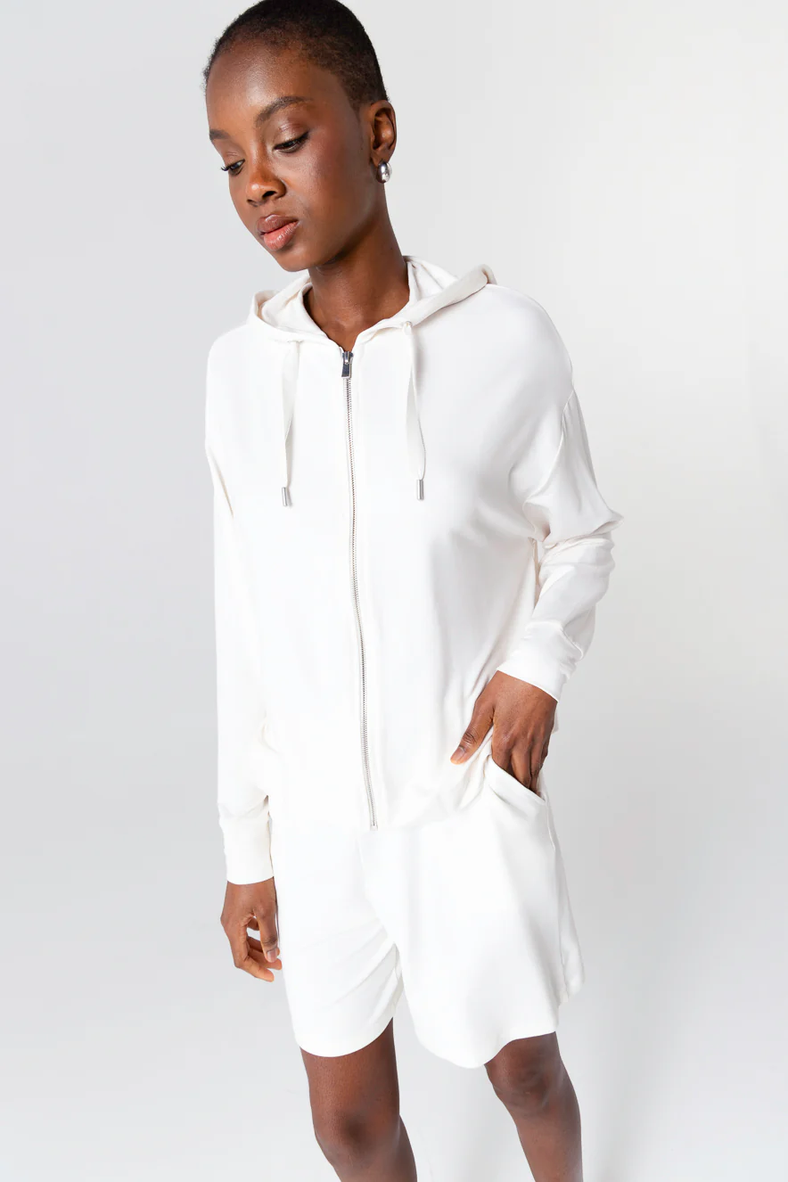 Sweat Crème Col Rond Manches Longues en Viscose / Elasthanne