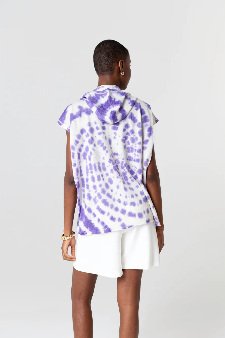 Sweat Améthyste Tie-dye à Capuche Sans Manches en Cachemire - Image 4