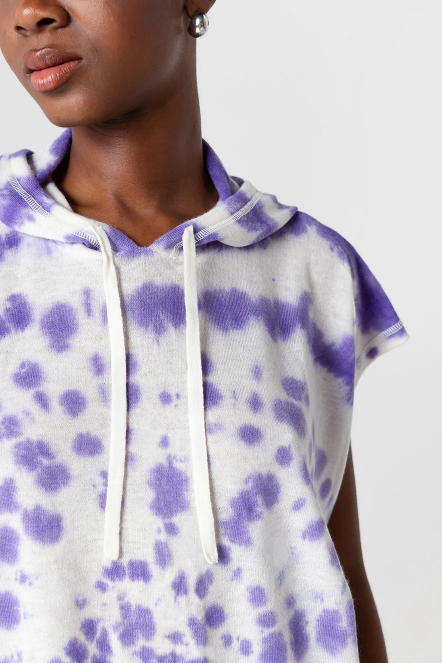 Sweat Améthyste Tie-dye à Capuche Sans Manches en Cachemire - Image 5