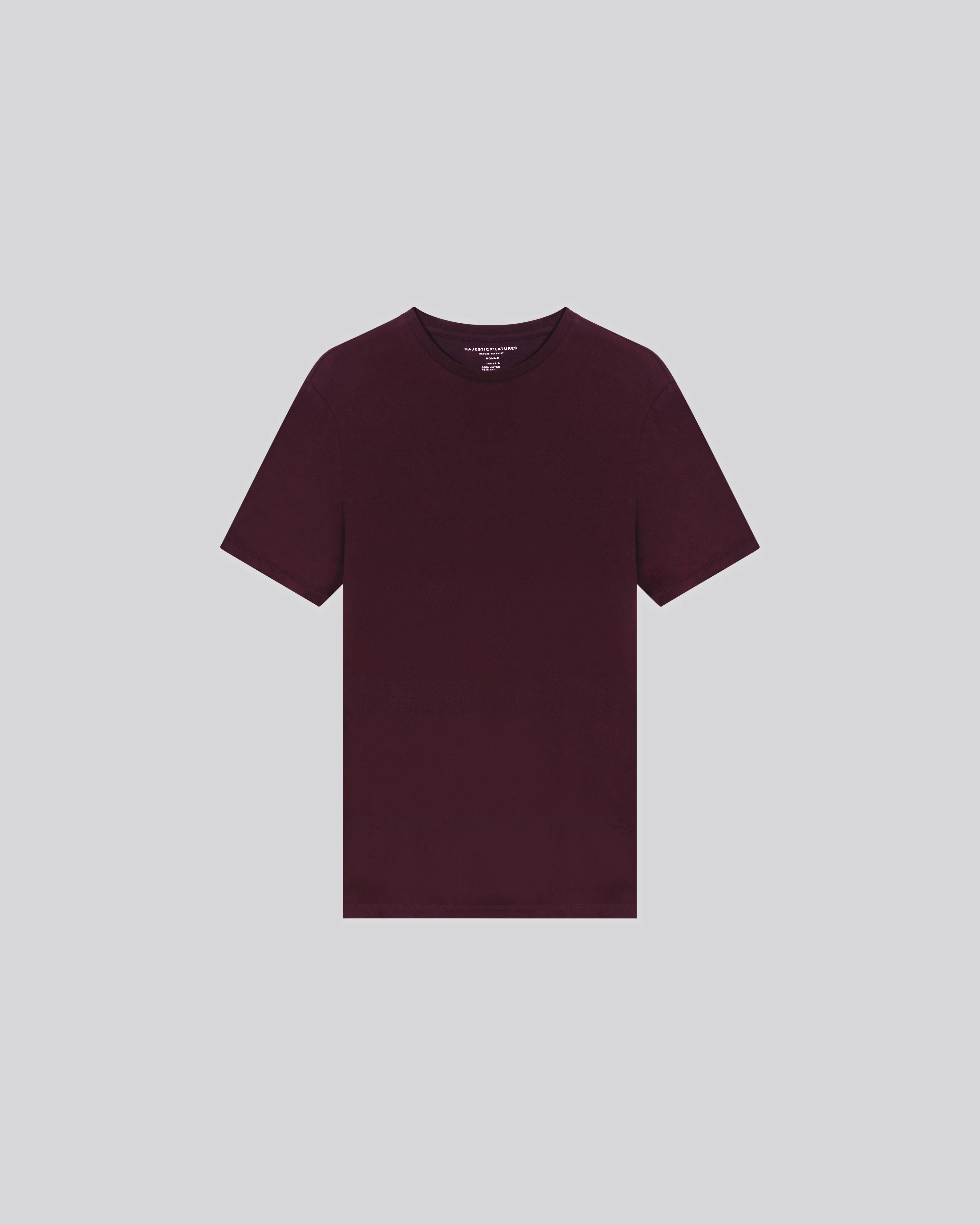 T-shirt Aubergine Col Rond Manches Courtes en Coton et Cachemire - Image 6