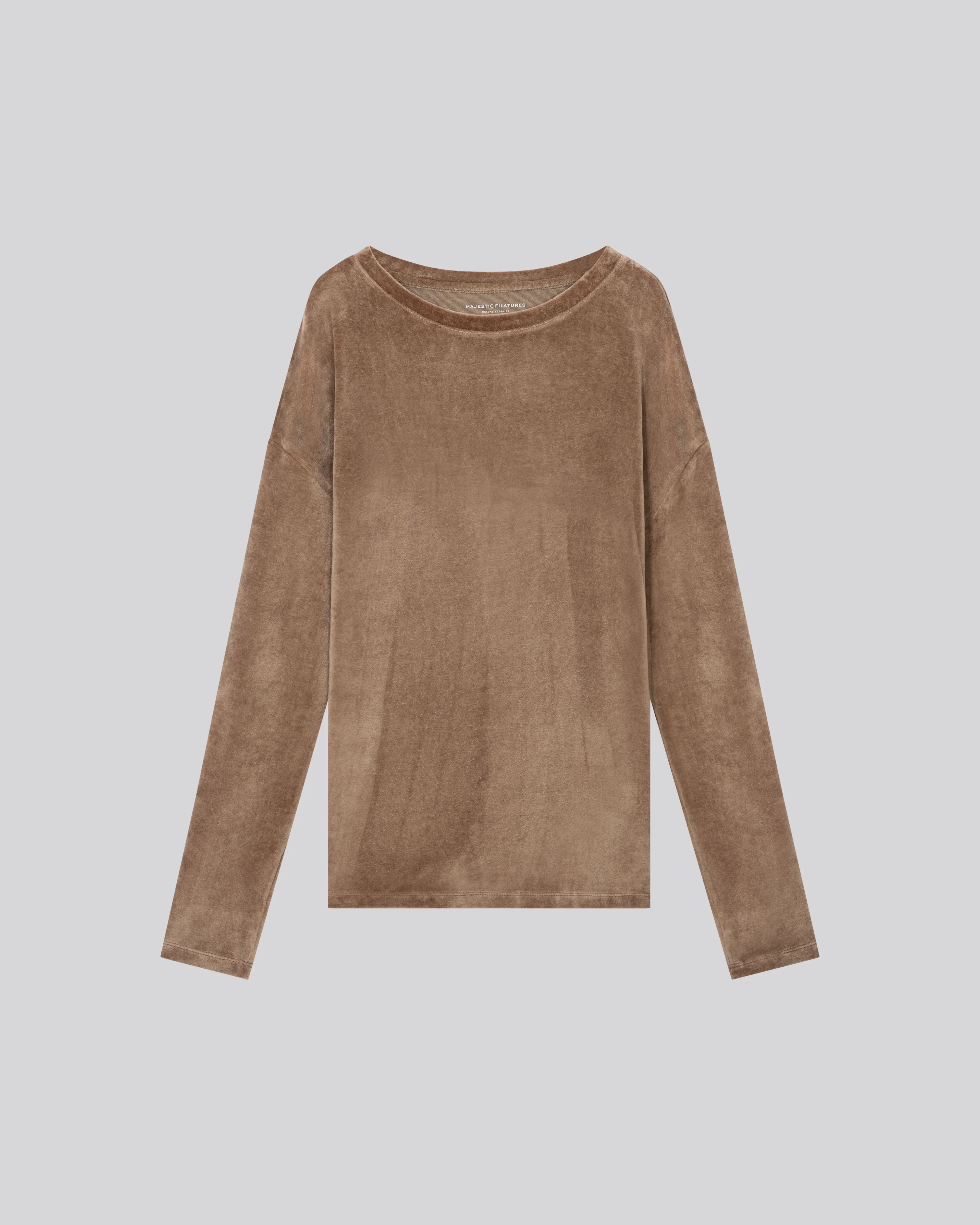 T-shirt Marron Col Bateau Manches Longues en Coton Organique / Modal / Elasthanne - Image 6