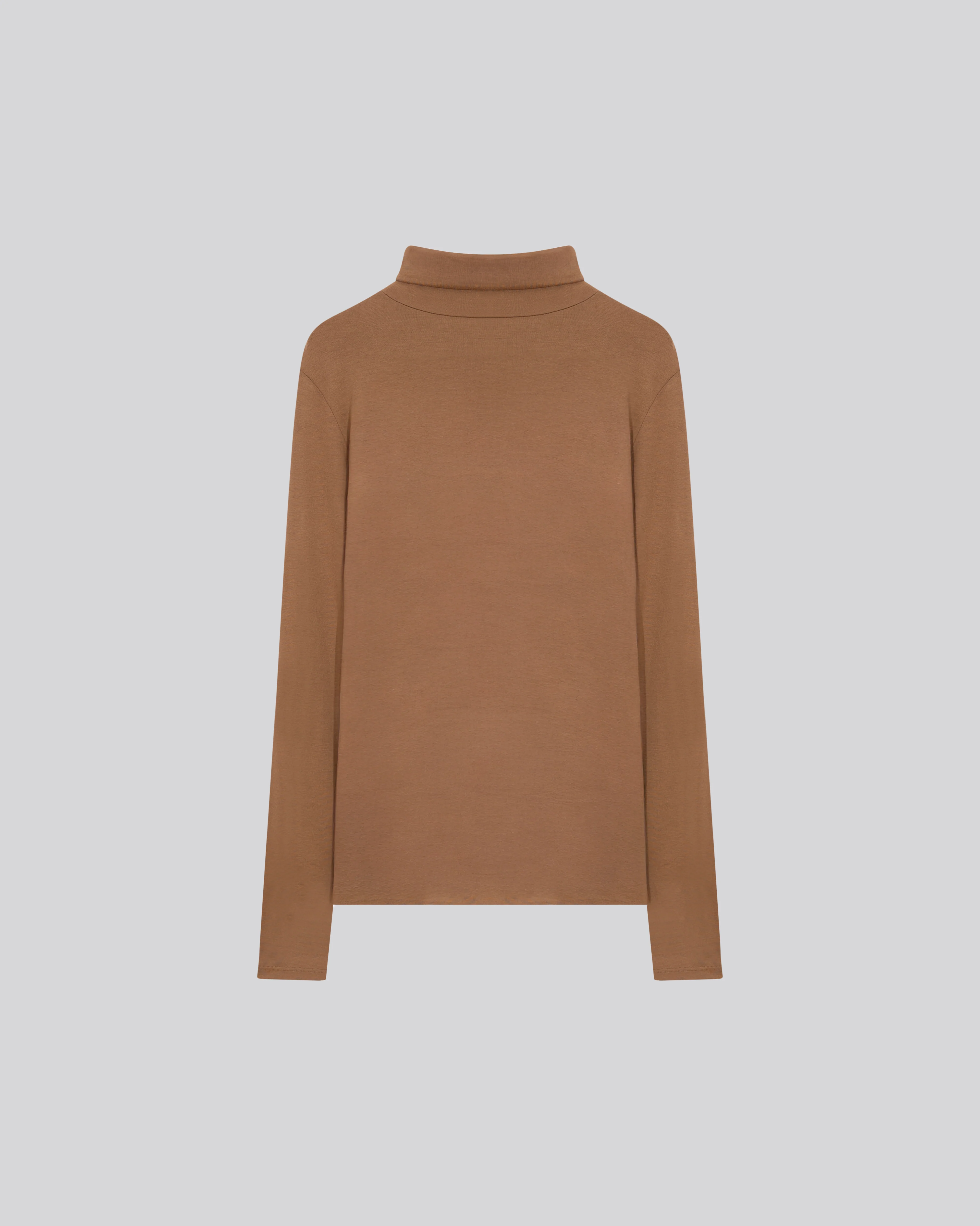T-shirt Beige Col Roulé Manches Longues en Viscose et Elasthanne - Image 6