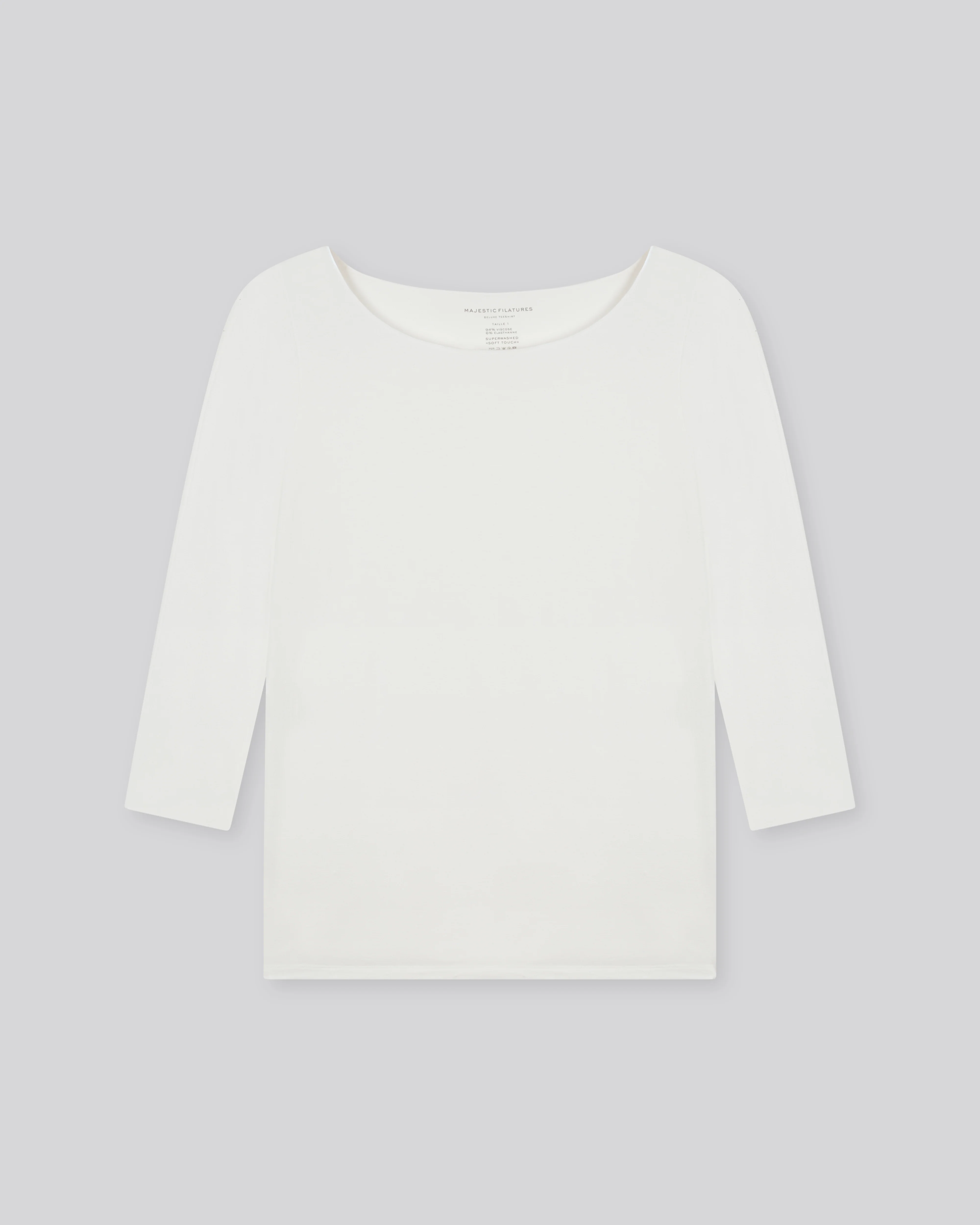 T-shirt Blanc Adèle Col Bateau en Viscose / Élasthanne - Image 6