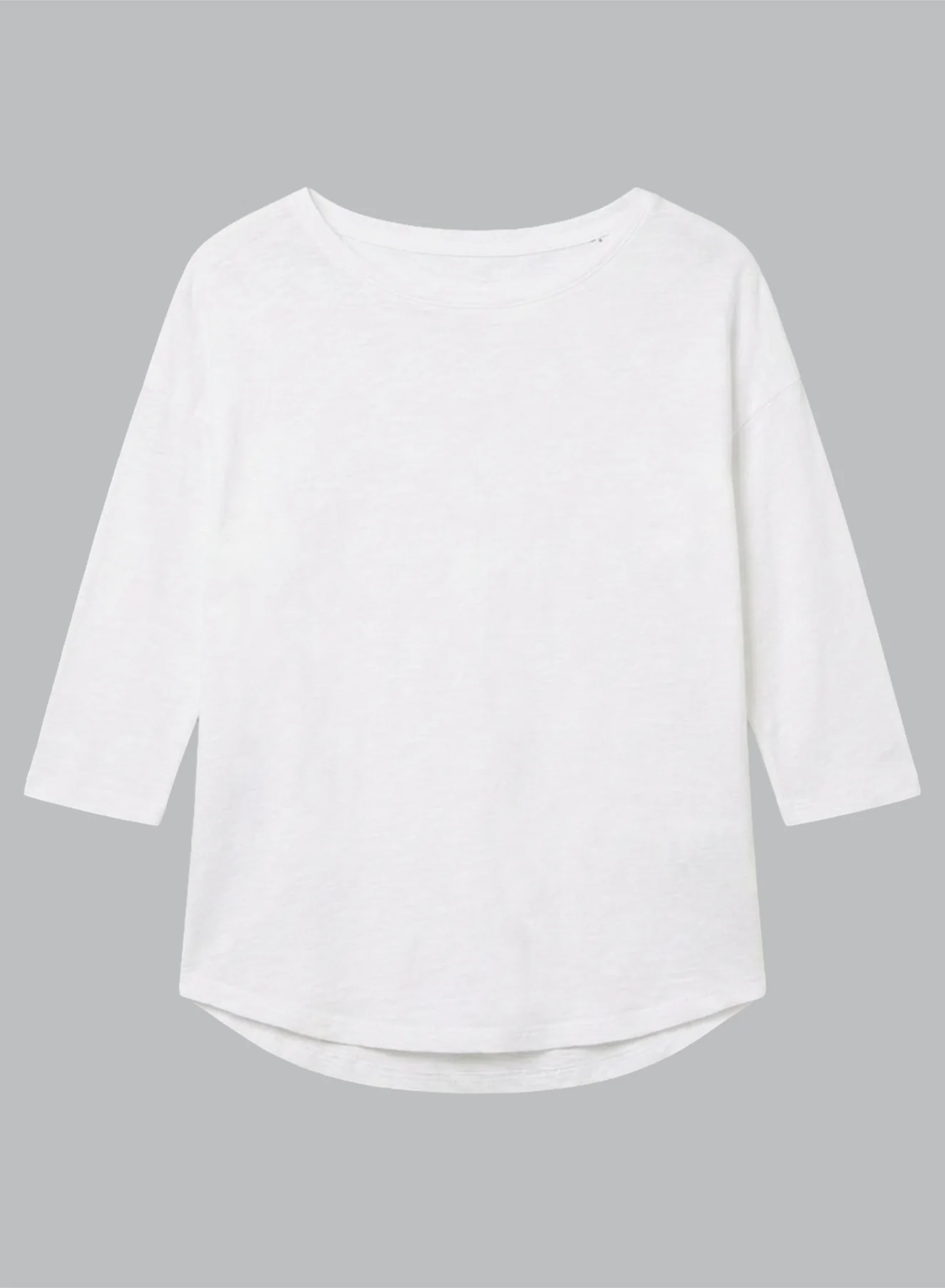 T-shirt Blanc Col Bateau Manches Trois quarts en Lin / Elasthanne - Image 6
