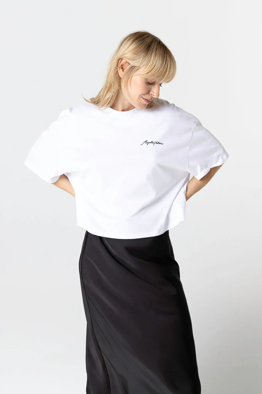 T-shirt Blanc Col Rond Manches Courtes en Coton Organique / Coton Recyclé