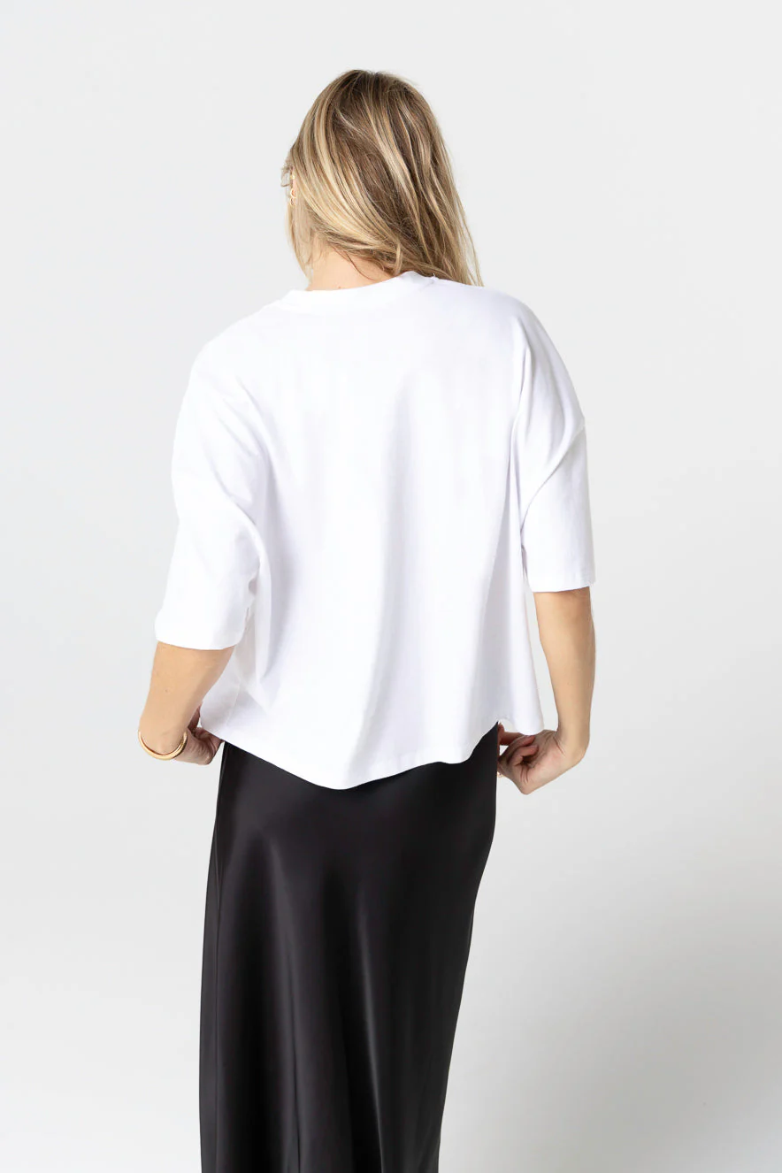 T-shirt Blanc Col Rond Manches Courtes en Coton Organique / Coton Recyclé - Image 3