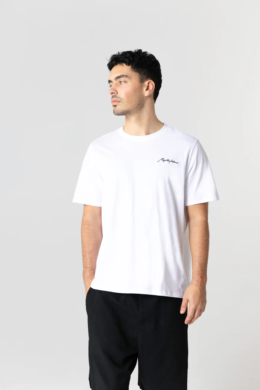 T-shirt Blanc Col Rond Manches Courtes en Coton Organique / Coton Recyclé