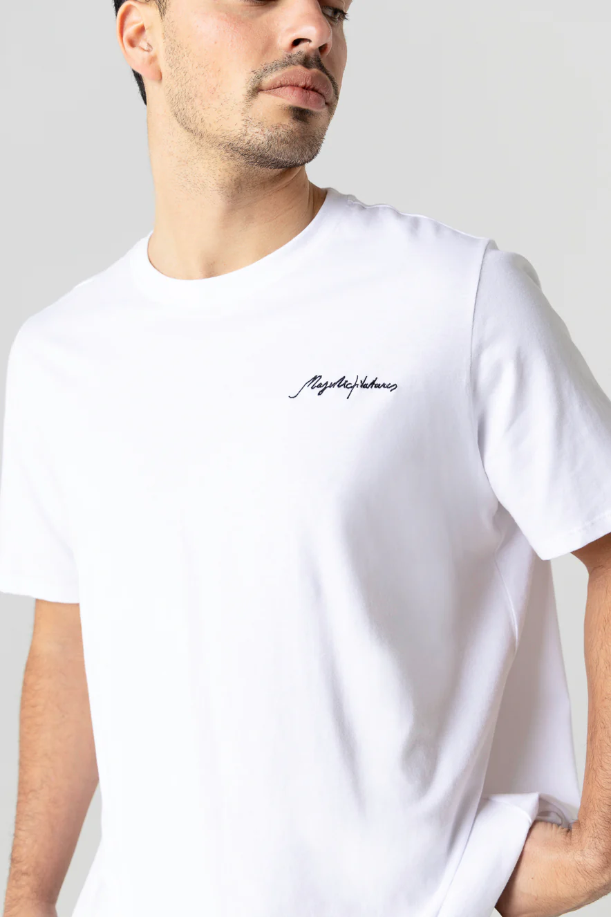 T-shirt Blanc Col Rond Manches Courtes en Coton Organique / Coton Recyclé - Image 4