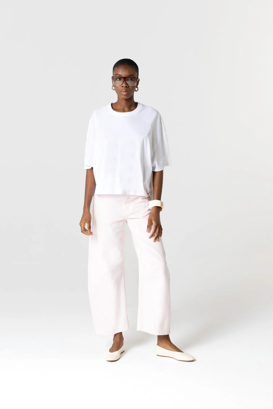T-shirt Blanc Col Rond Manches Courtes en Coton Organique - Image 5