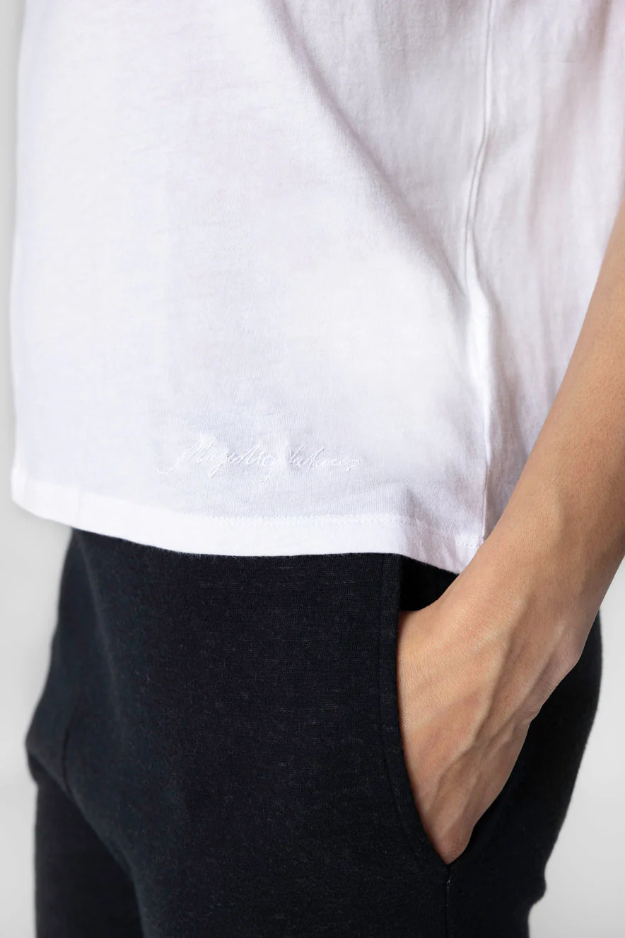 T-shirt Blanc Col Rond Manches Courtes en Coton organique - Image 4