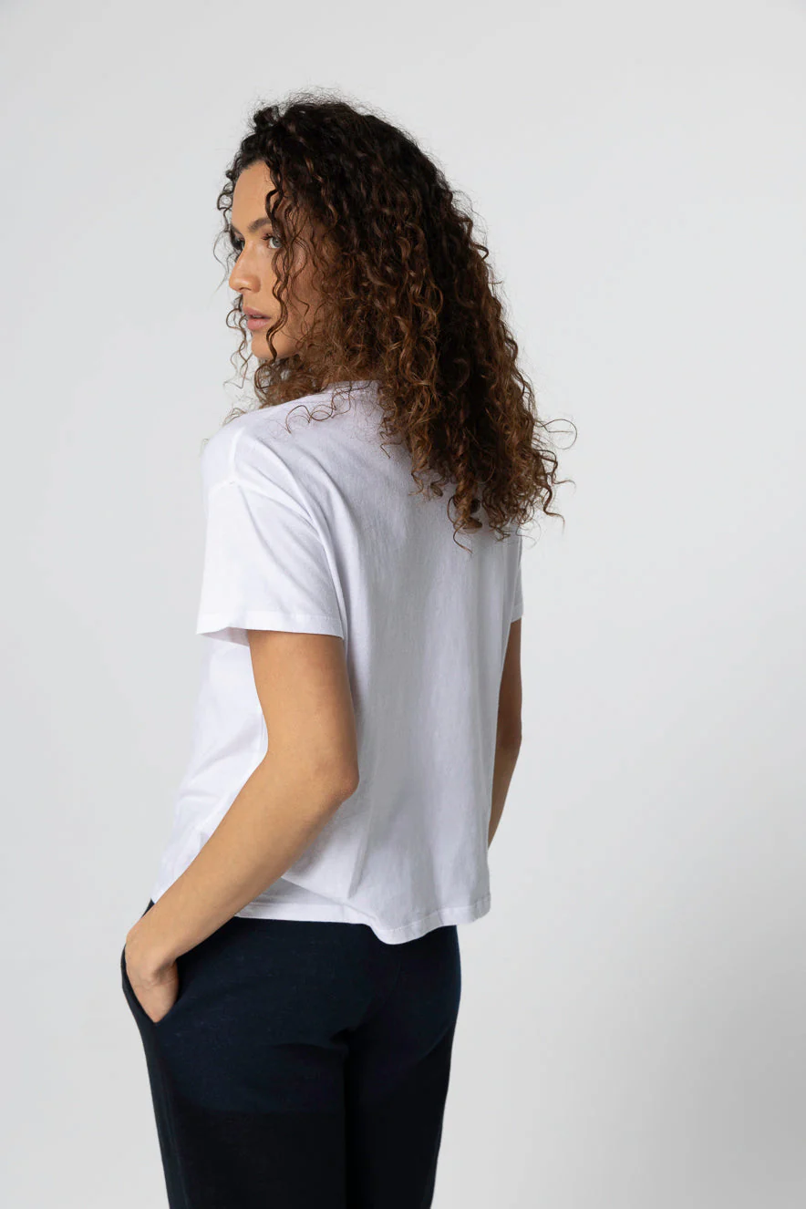 T-shirt Blanc Col Rond Manches Courtes en Coton organique - Image 5