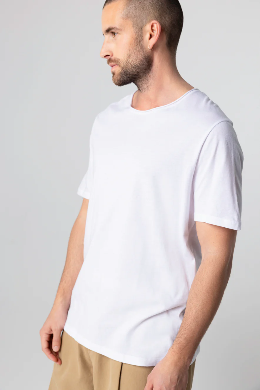 T-shirt Blanc Col Rond Manches Courtes en Coton organique - Image 2