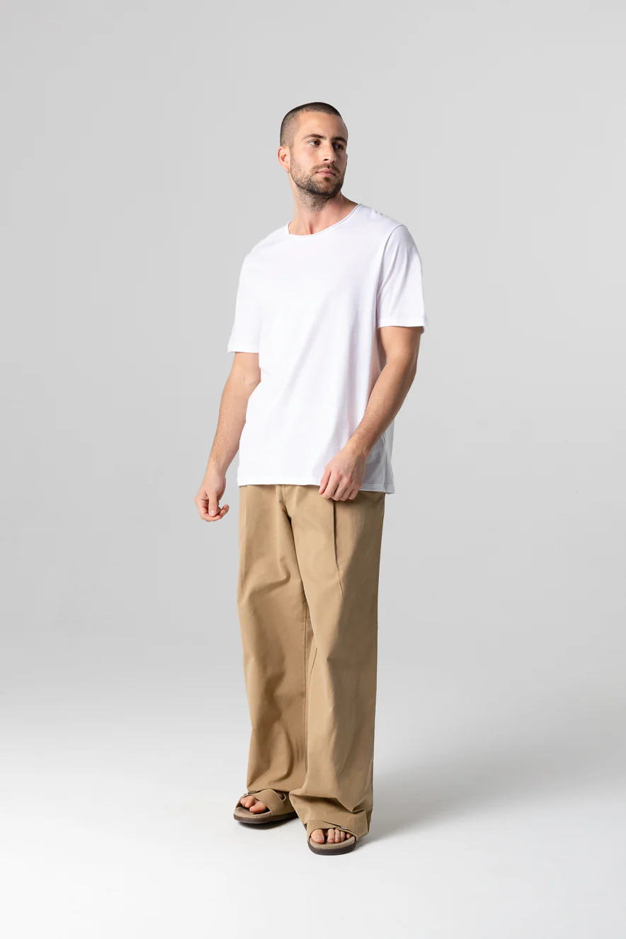 T-shirt Blanc Col Rond Manches Courtes en Coton organique - Image 3