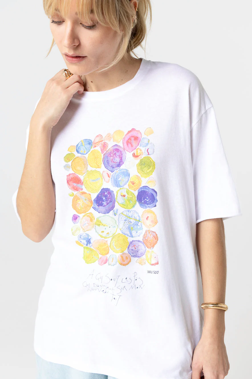 T-shirt Blanc Col Rond Manches Courtes en Coton organique