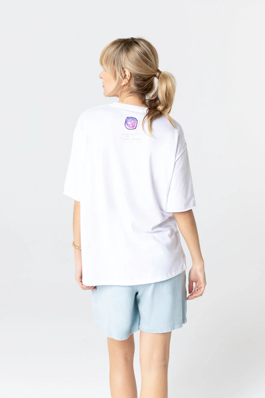 T-shirt Blanc Col Rond Manches Courtes en Coton organique - Image 3