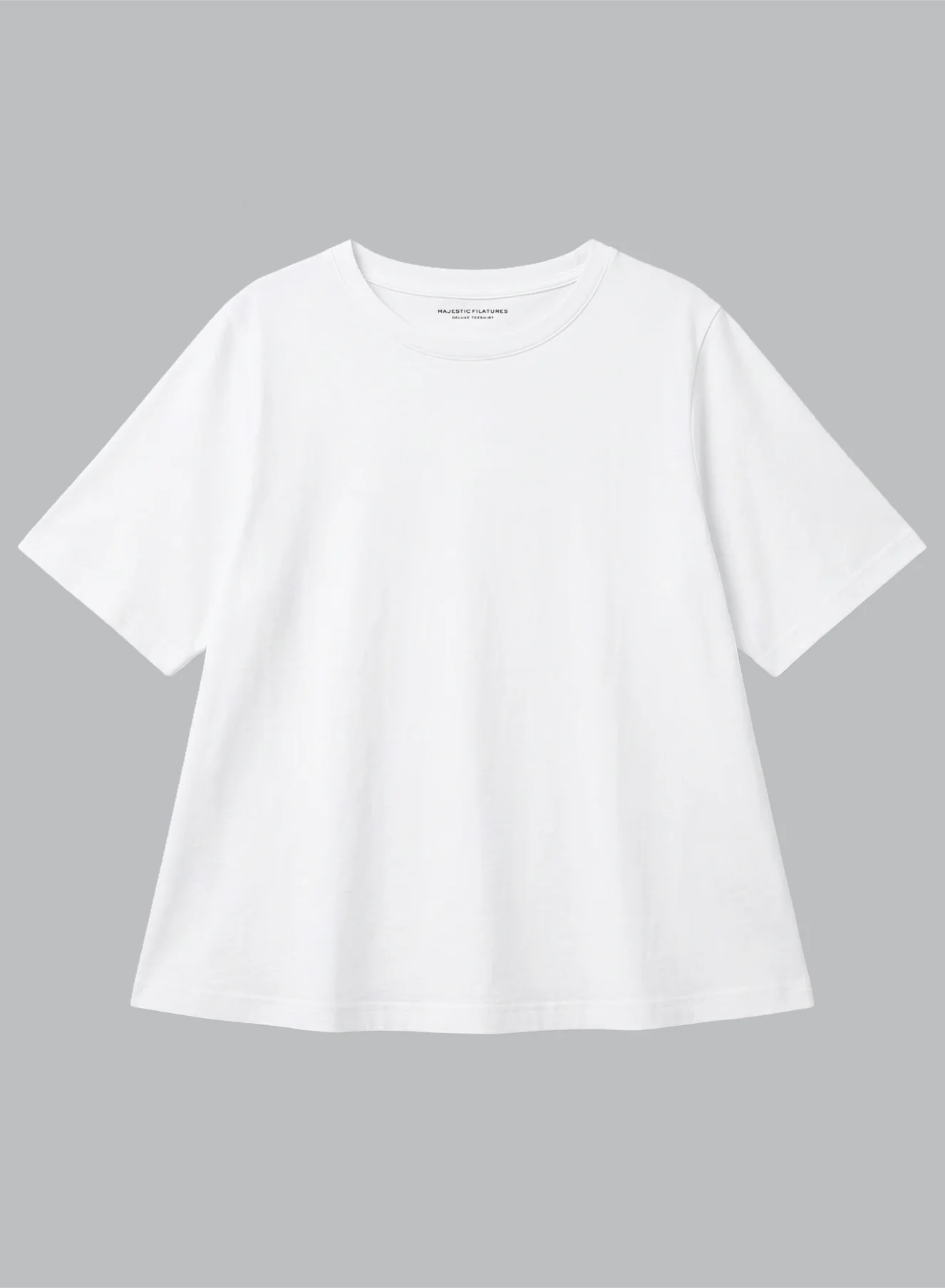 T-shirt Blanc Col Rond Manches Courtes en Coton Supima - Image 6