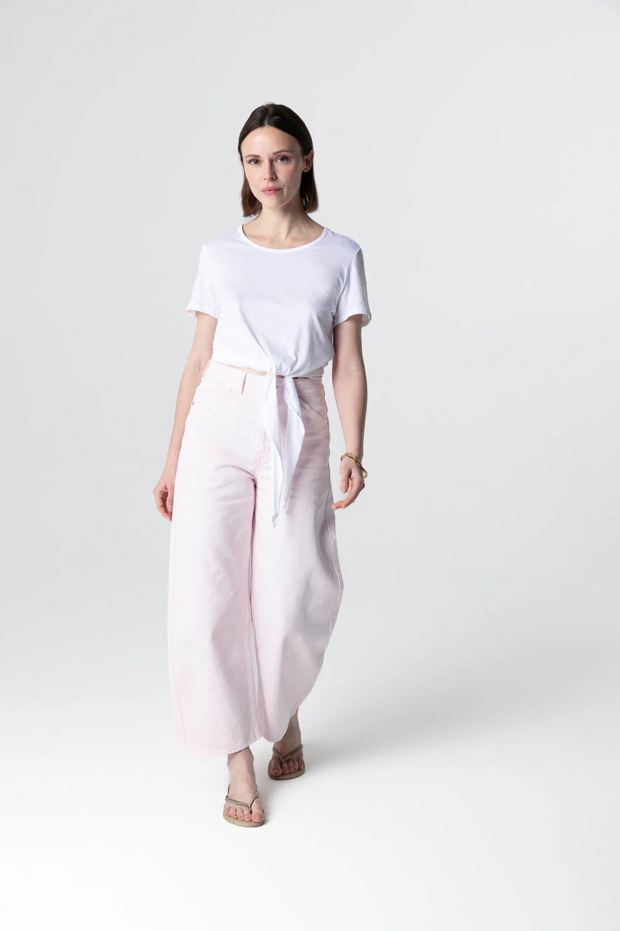 T-shirt Blanc Col Rond Manches Courtes en Coton Supima