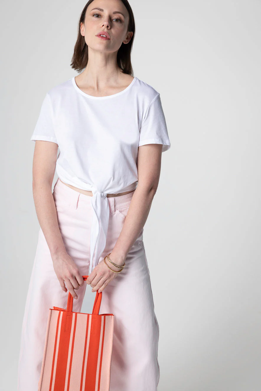 T-shirt Blanc Col Rond Manches Courtes en Coton Supima - Image 5