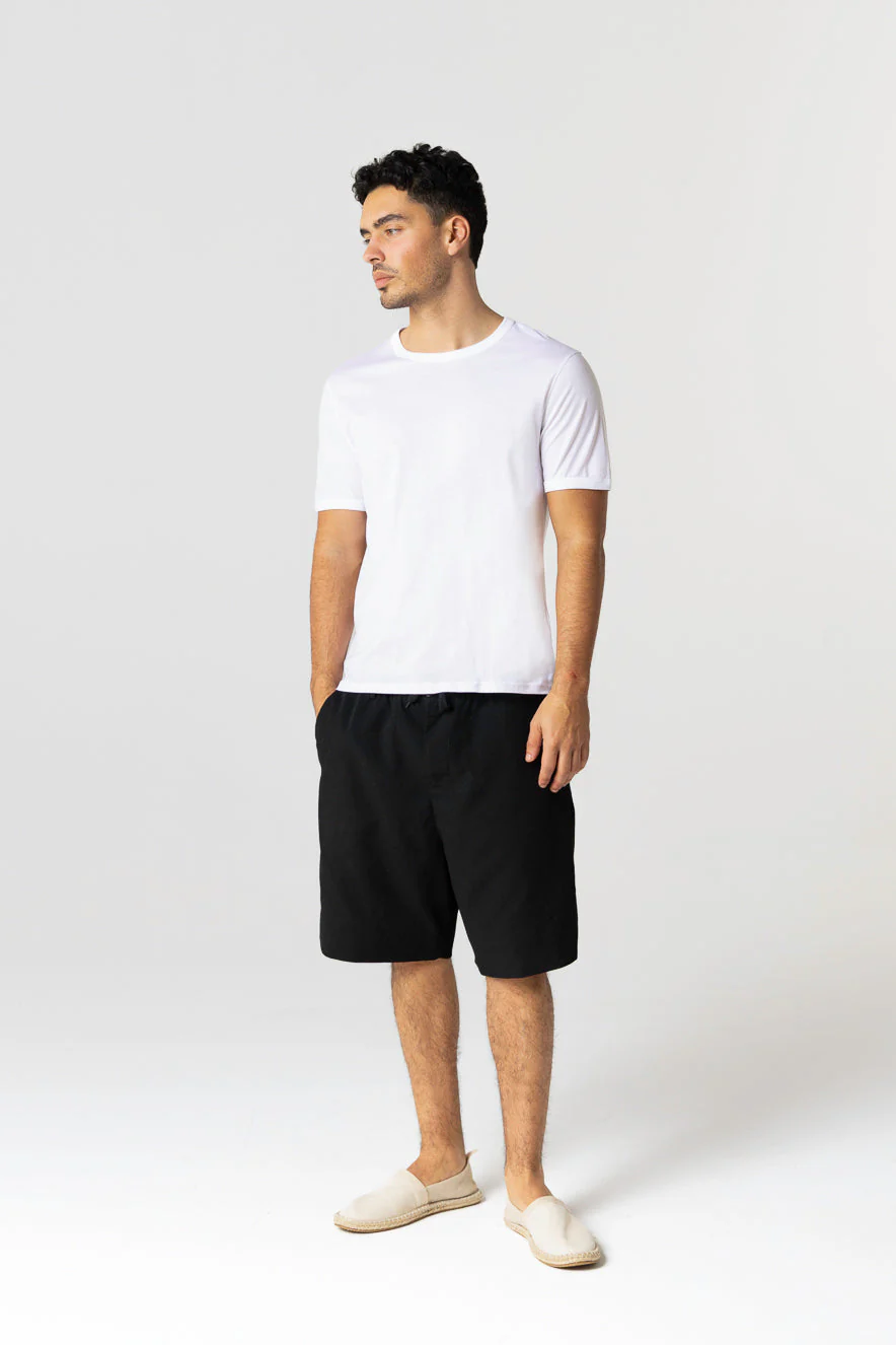T-shirt Blanc Col Rond Manches Courtes en Coton Supima