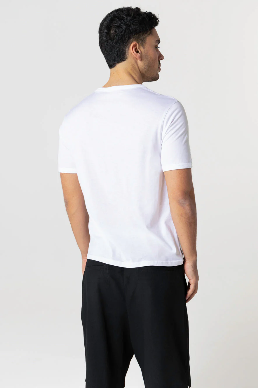 T-shirt Blanc Col Rond Manches Courtes en Coton Supima - Image 3