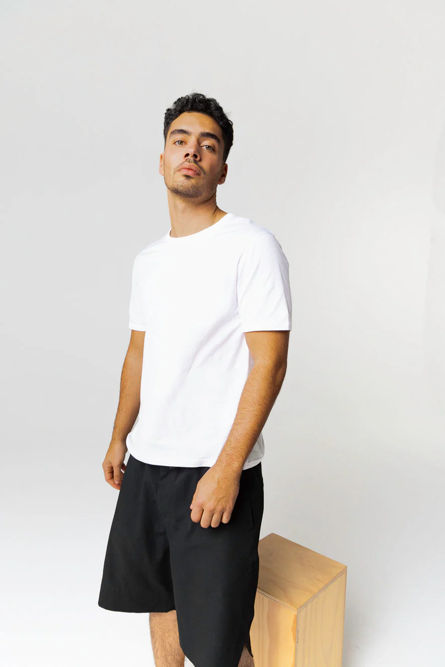 T-shirt Blanc Col Rond Manches Courtes en Coton Supima - Image 6
