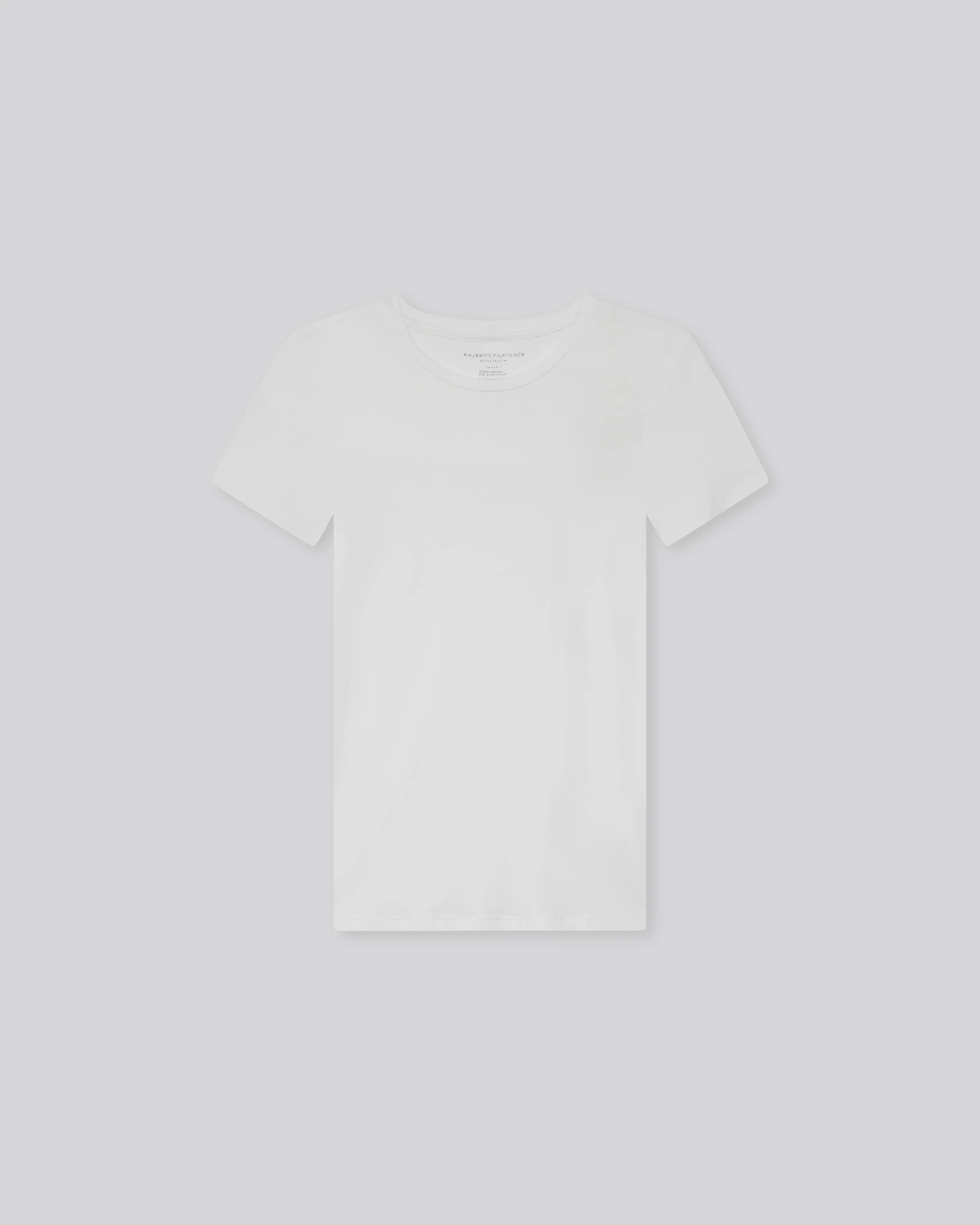 T-shirt Blanc Col Rond Manches Courtes en Viscose / Élasthanne - Image 6