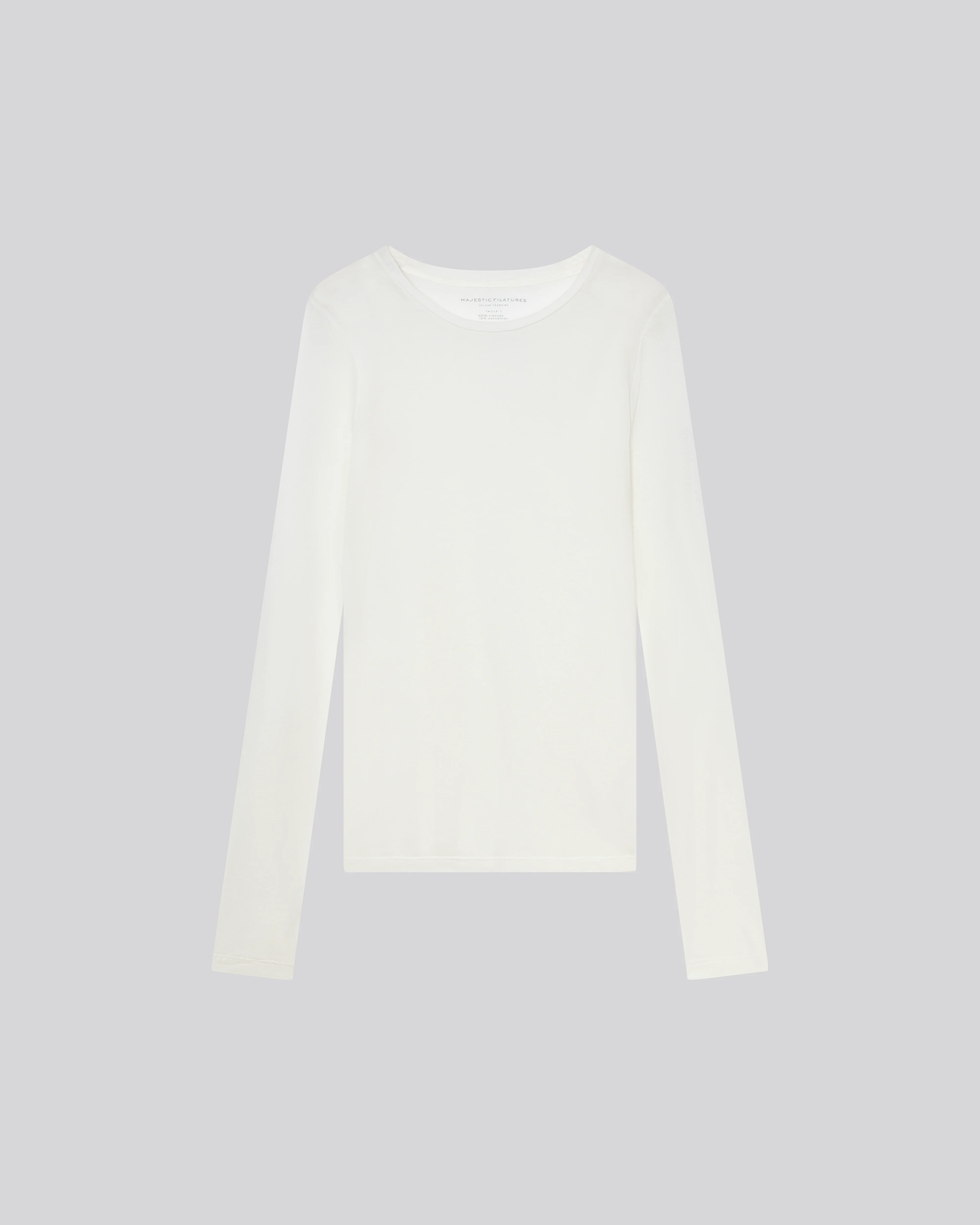 T-shirt Blanc Col Rond Manches Longues en Viscose / Cachemire - Image 6