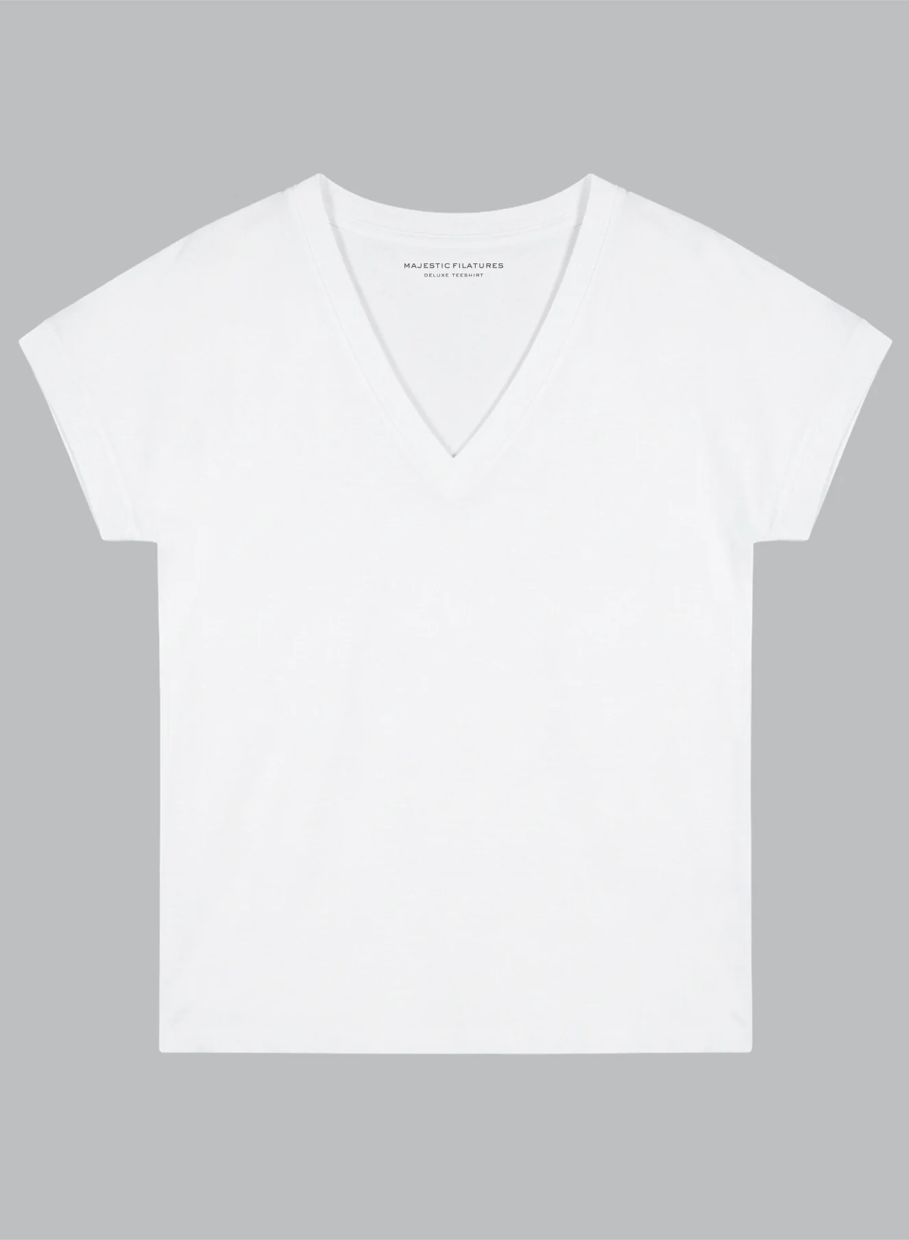 T-shirt Blanc Col V Manches Courtes en Coton Organique - Image 5