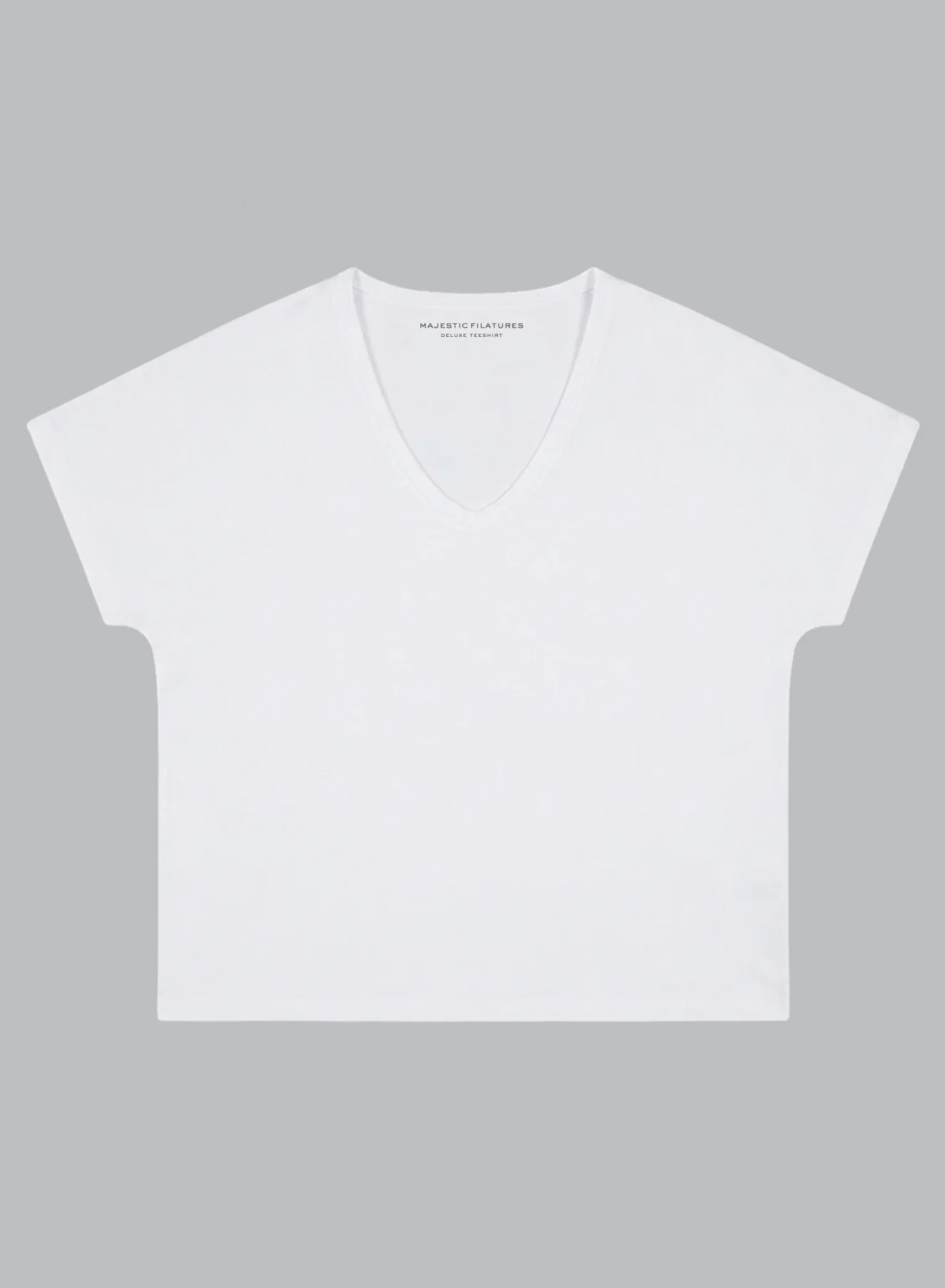T-shirt Blanc Col V Manches Courtes en Coton Supima - Image 6