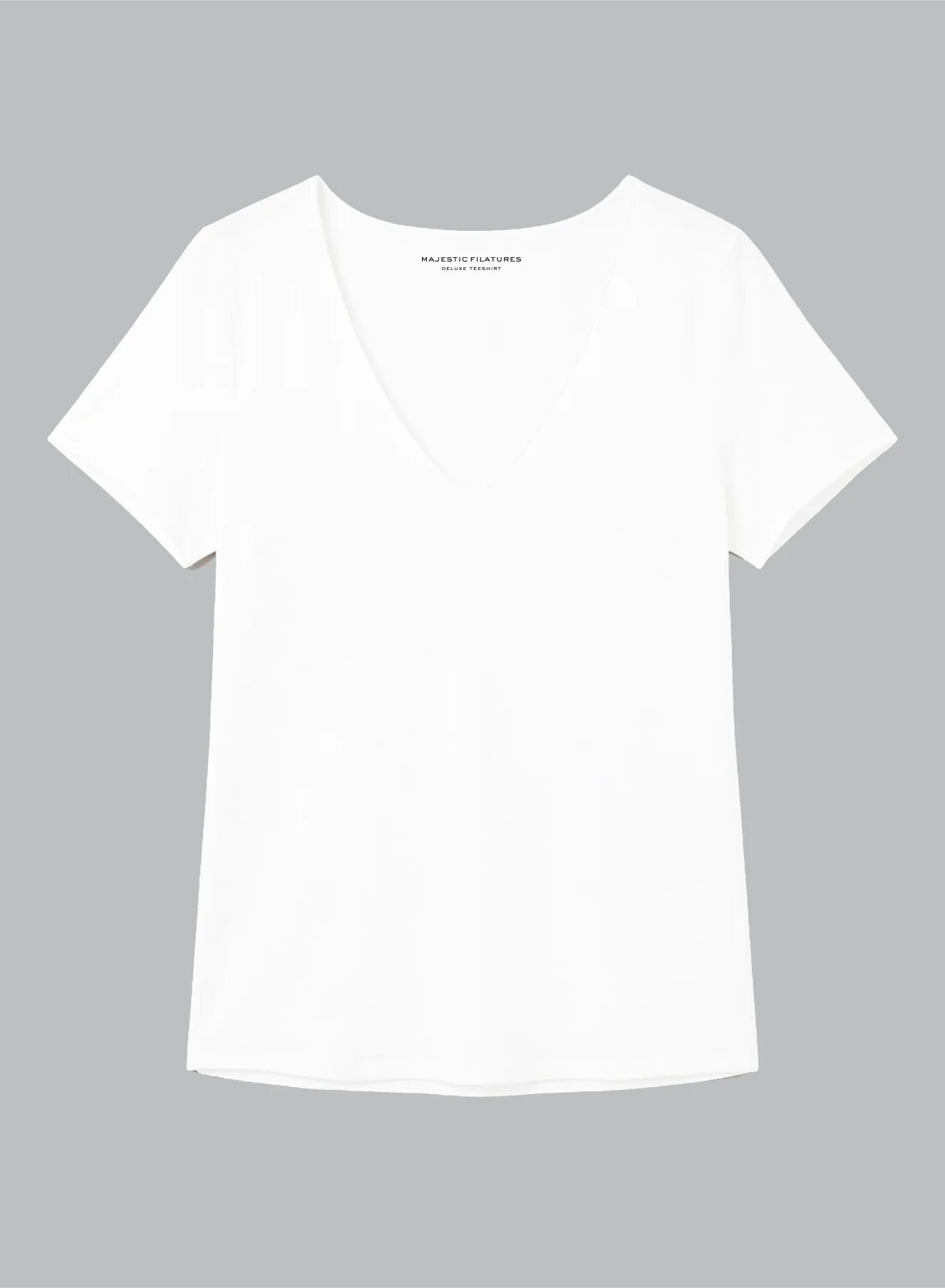 T-shirt Blanc Col V Manches Courtes en Viscose / Elasthanne - Image 5