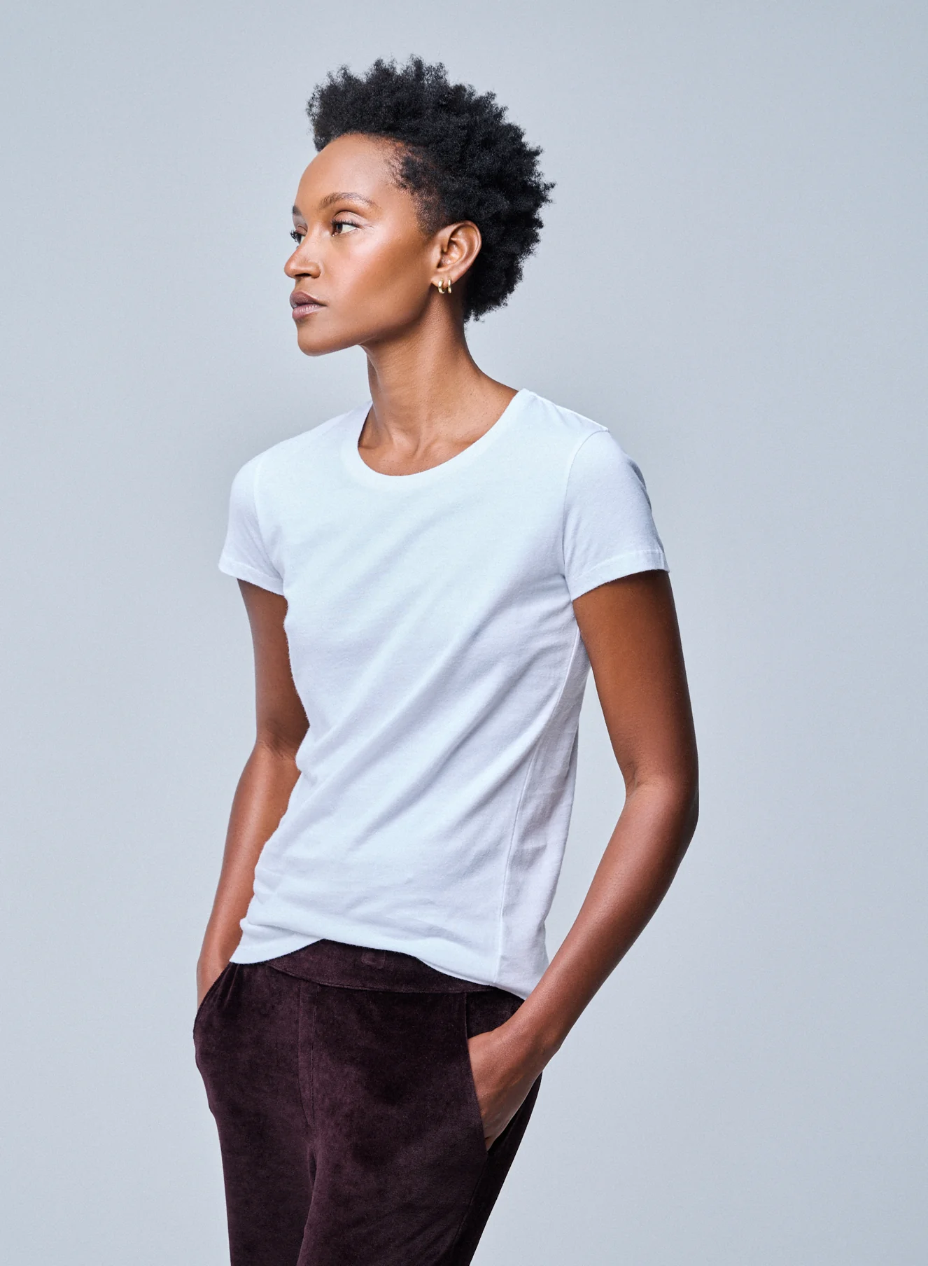 T-shirt Blanc Jamie Col Rond Manches Courtes en Coton Organique