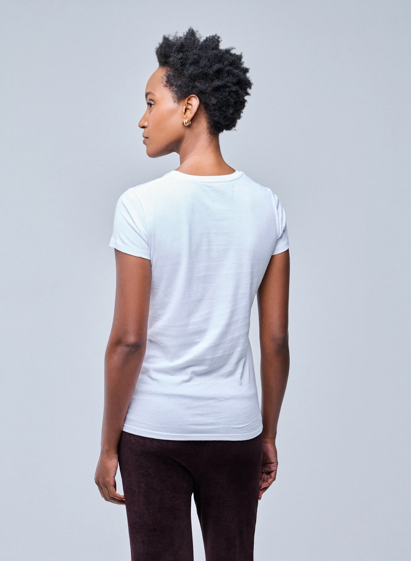 T-shirt Blanc Jamie Col Rond Manches Courtes en Coton Organique - Image 3