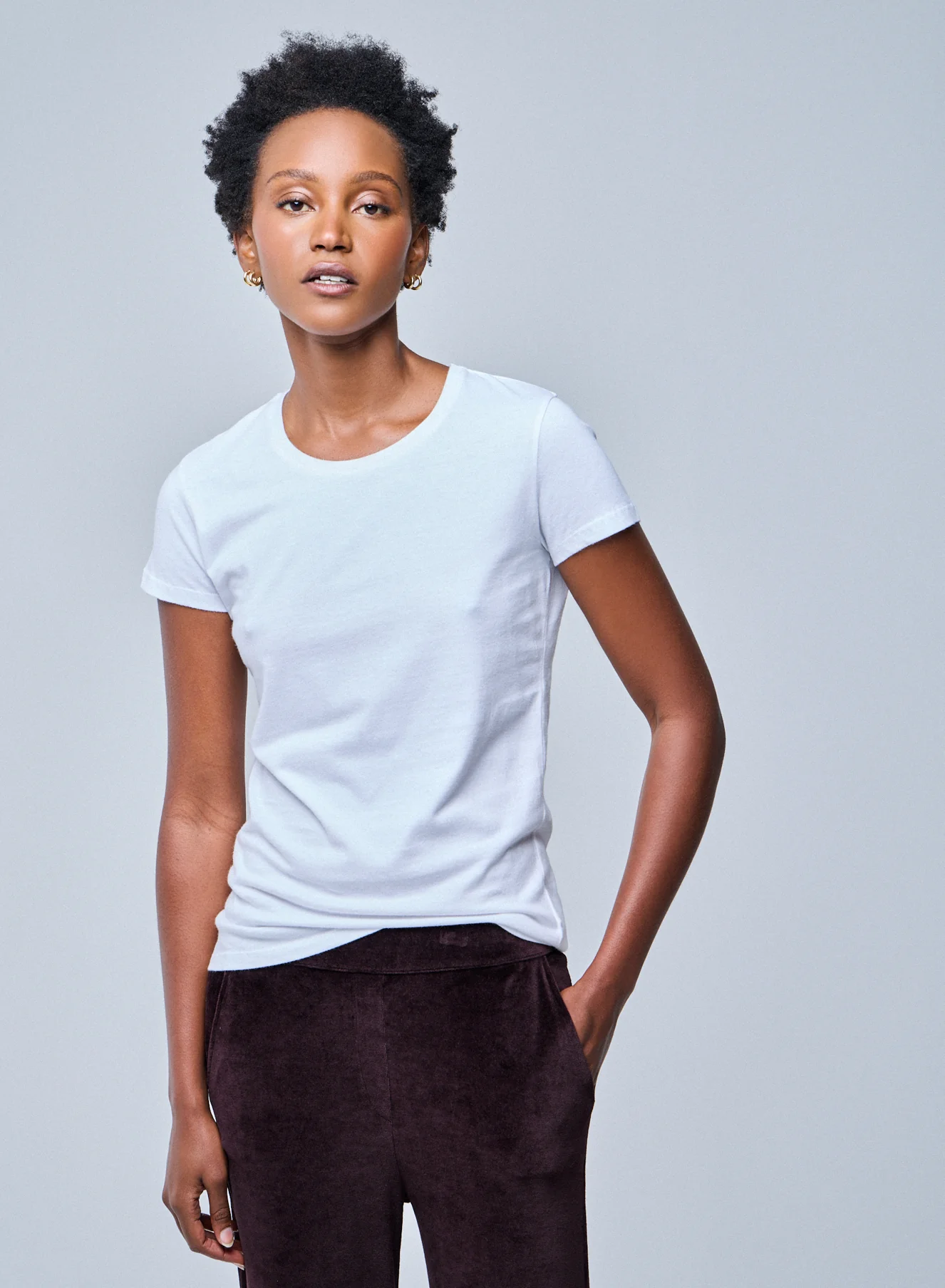 T-shirt Blanc Jamie Col Rond Manches Courtes en Coton Organique - Image 4