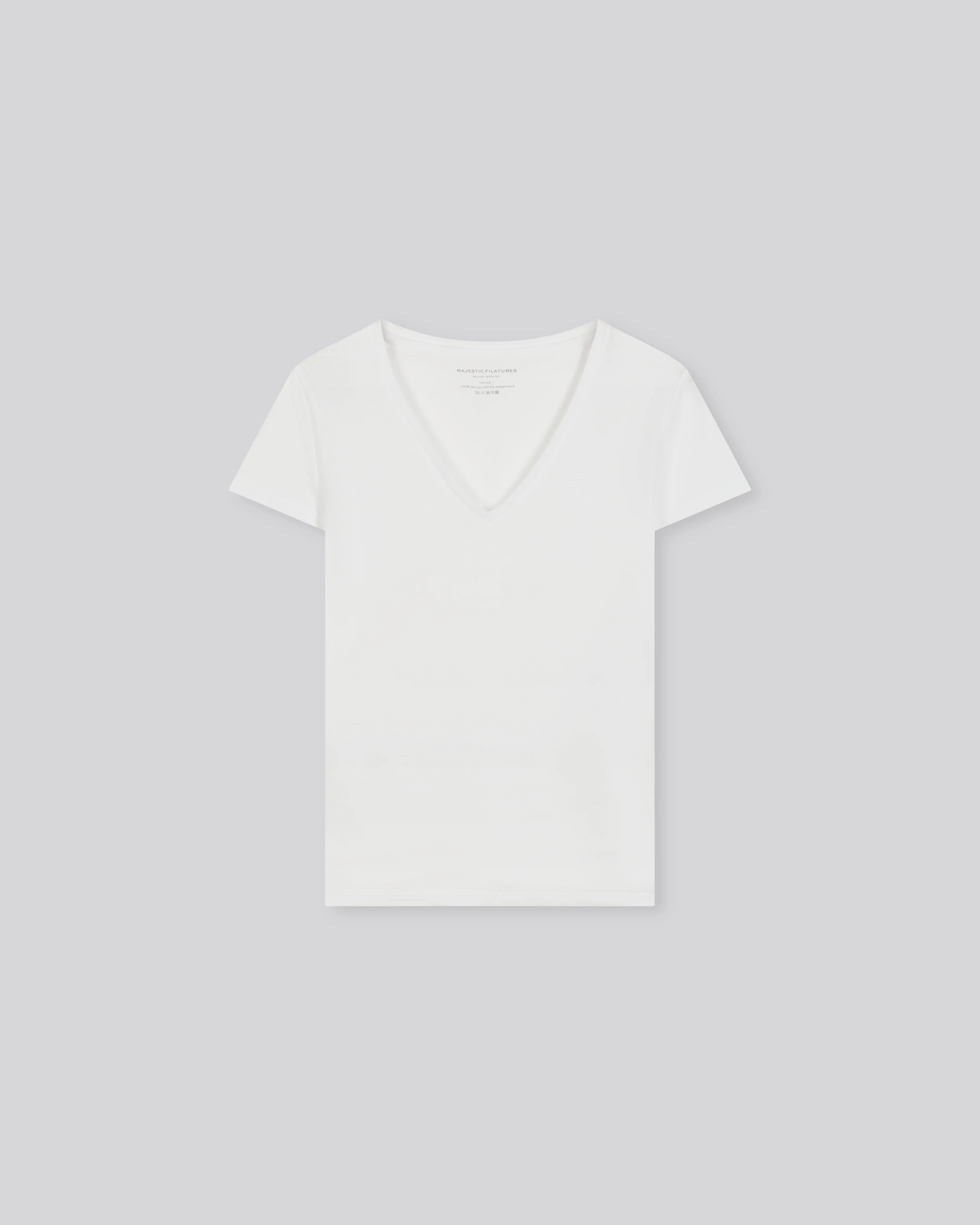 T-shirt Blanc Julia col V Manches Courtes en Coton Organique - Image 4