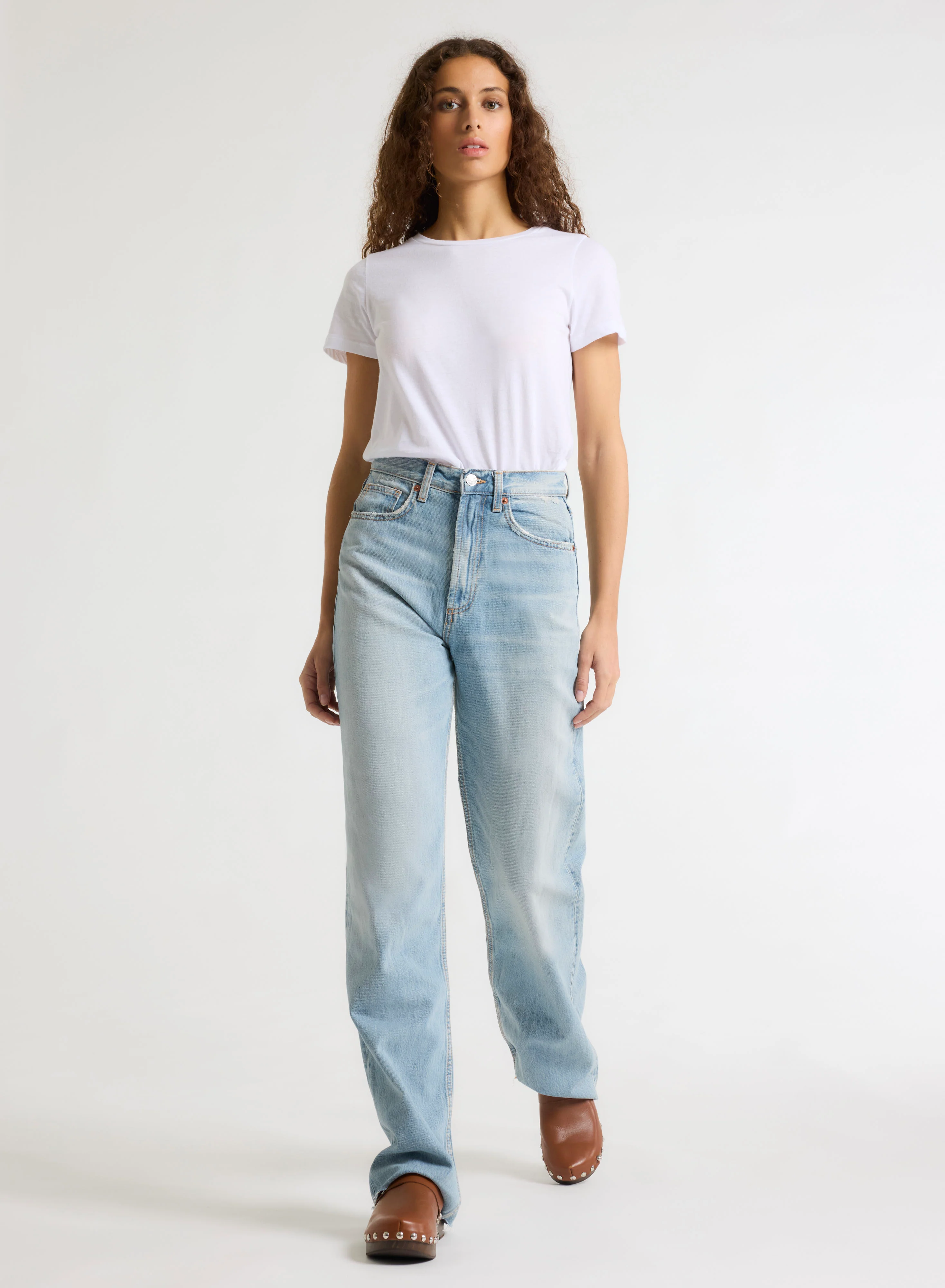 T-shirt Blanc Polly Col Rond Manches Courtes en Coton - Image 3