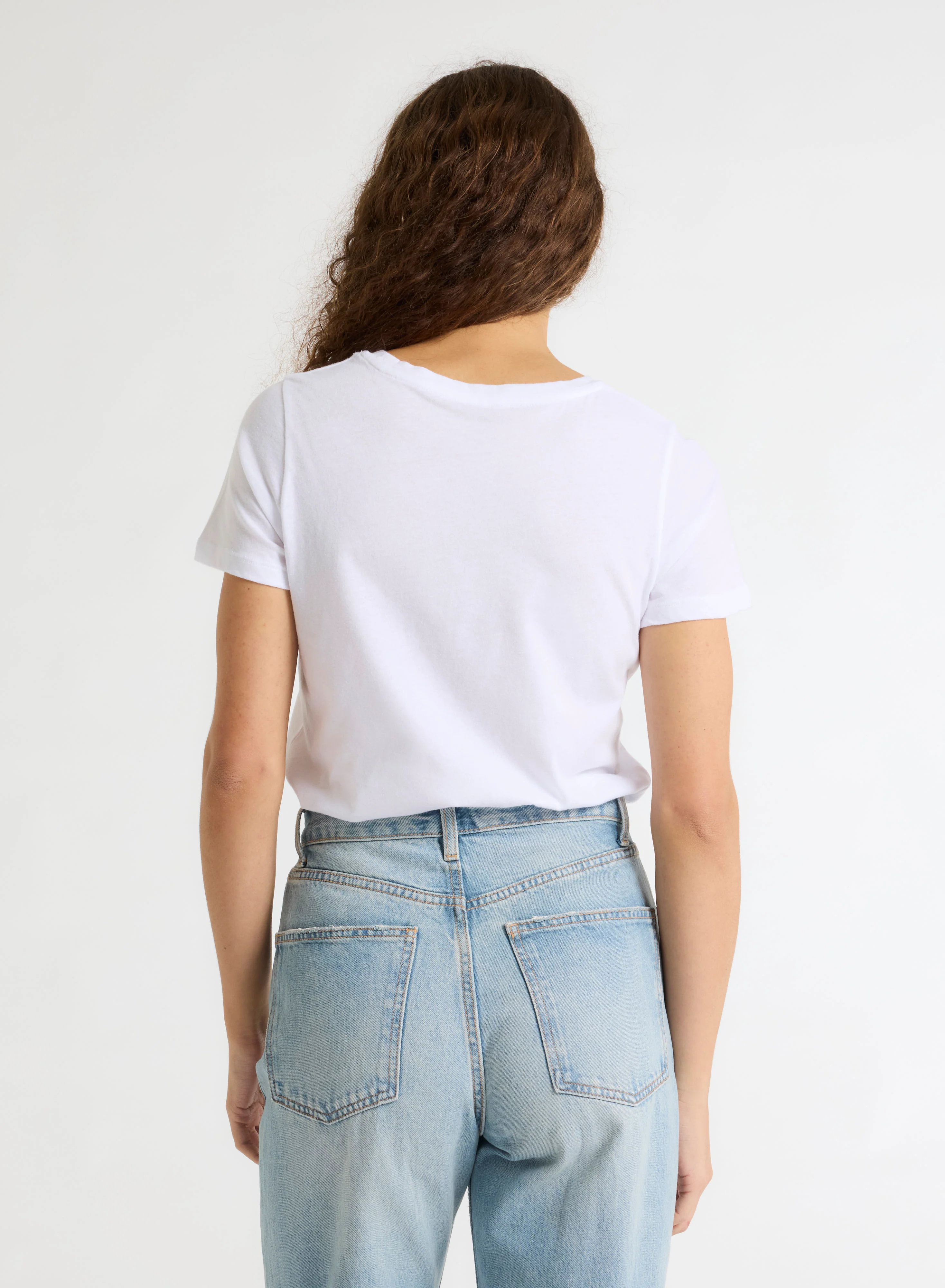 T-shirt Blanc Polly Col Rond Manches Courtes en Coton - Image 6