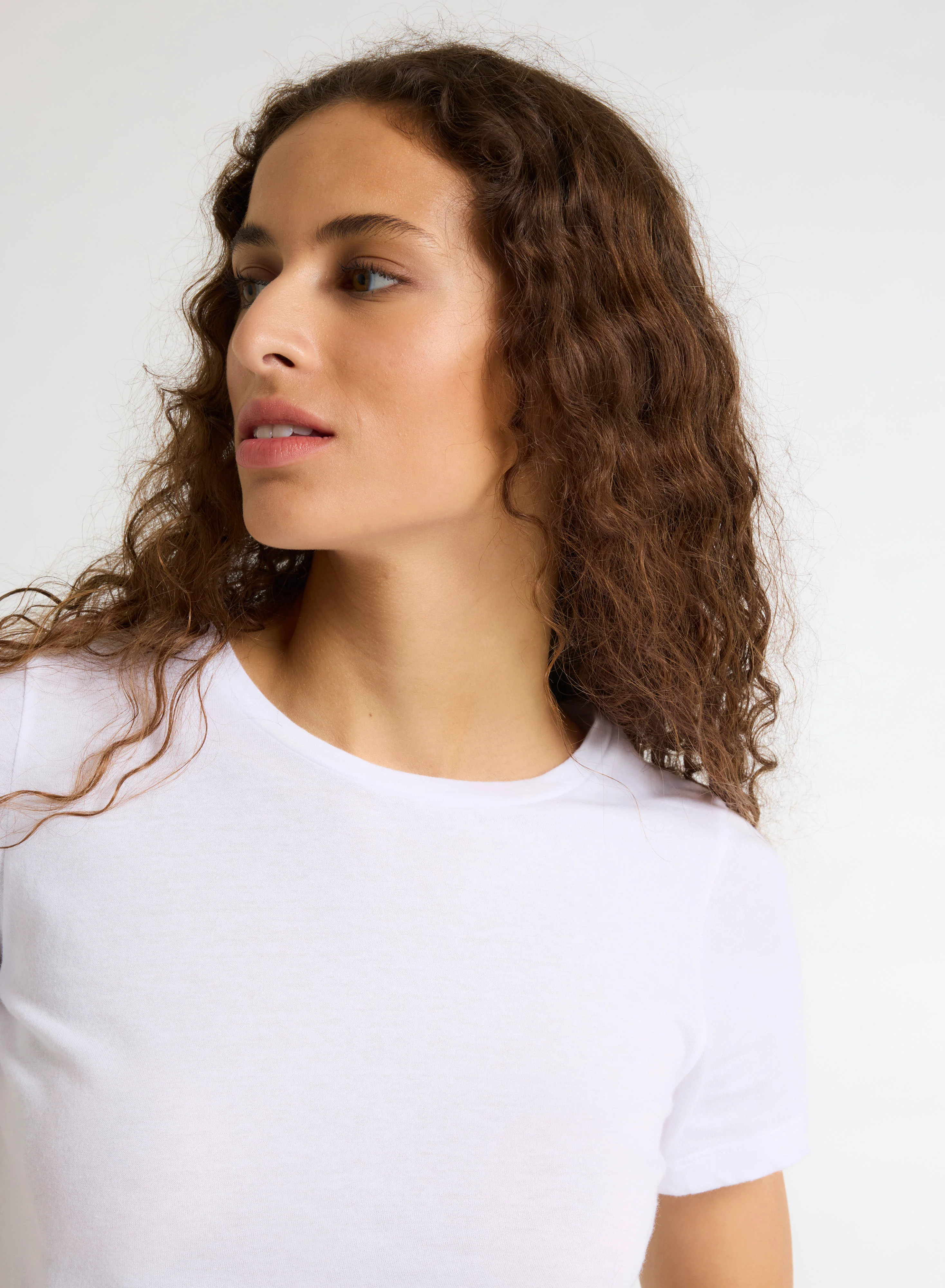 T-shirt Blanc Polly Col Rond Manches Courtes en Coton - Image 7