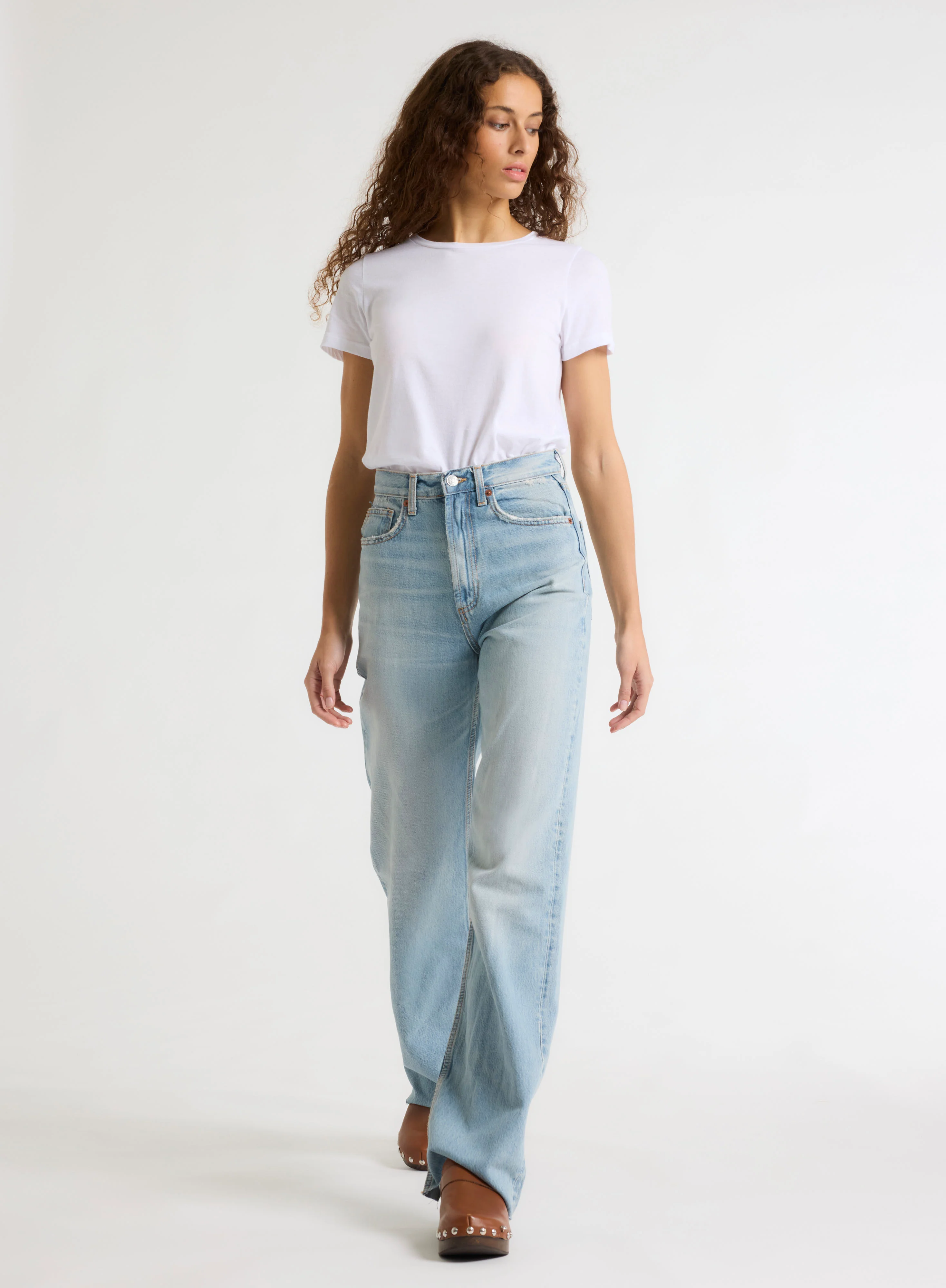 T-shirt Blanc Polly Col Rond Manches Courtes en Coton - Image 8