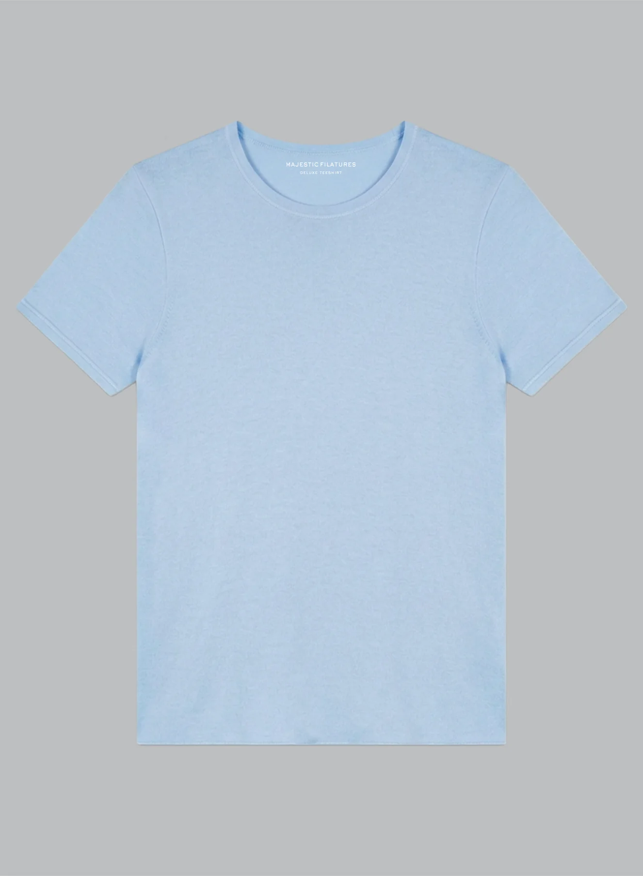 T-shirt Bleu Clair Col Rond Manches Courtes en Cachemire - Image 6