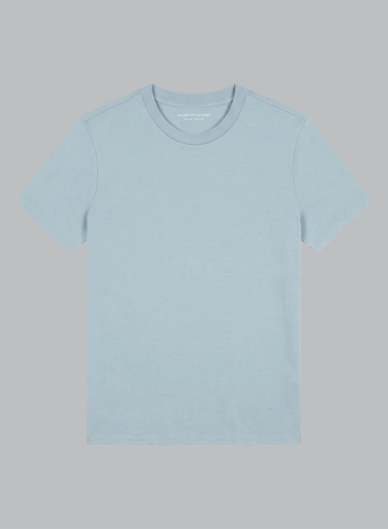 T-shirt Bleu Clair Col Rond Manches Courtes en Coton Organique - Image 5