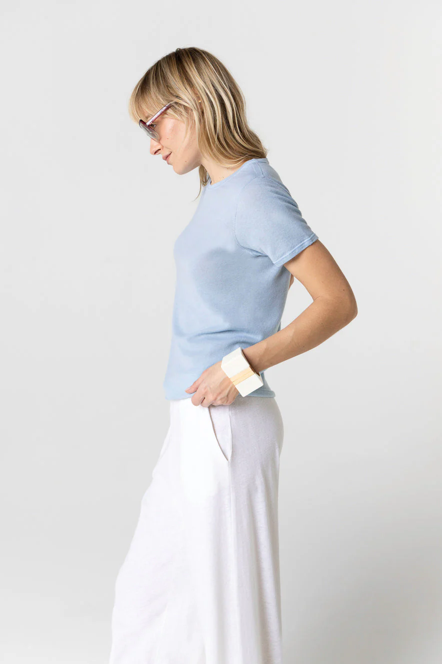 T-shirt Bleu Calanques Col Rond Manches Courtes en Coton organique - Image 4
