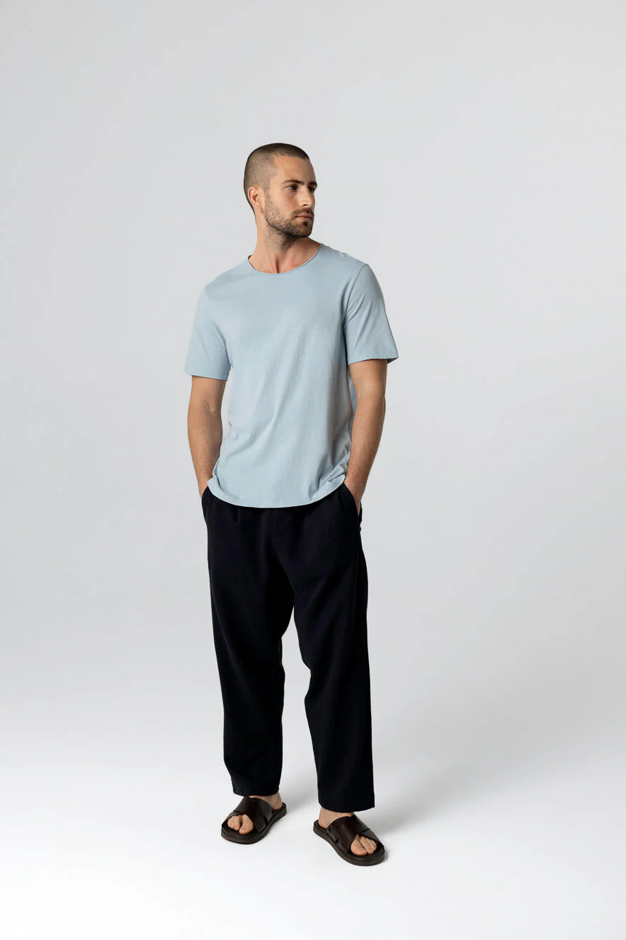T-shirt Bleu Calanques Col Rond Manches Courtes en Coton organique