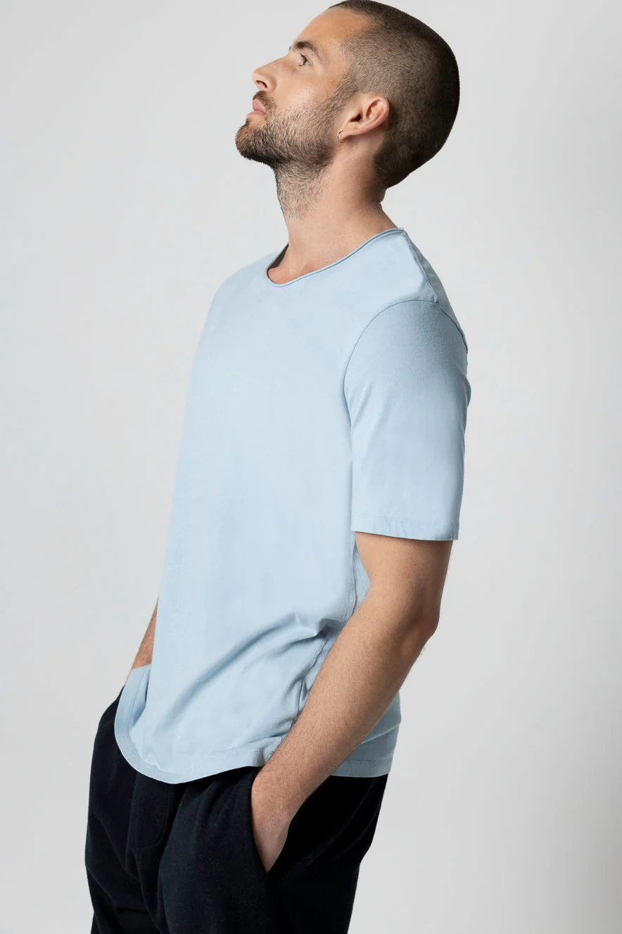 T-shirt Bleu Calanques Col Rond Manches Courtes en Coton organique - Image 3