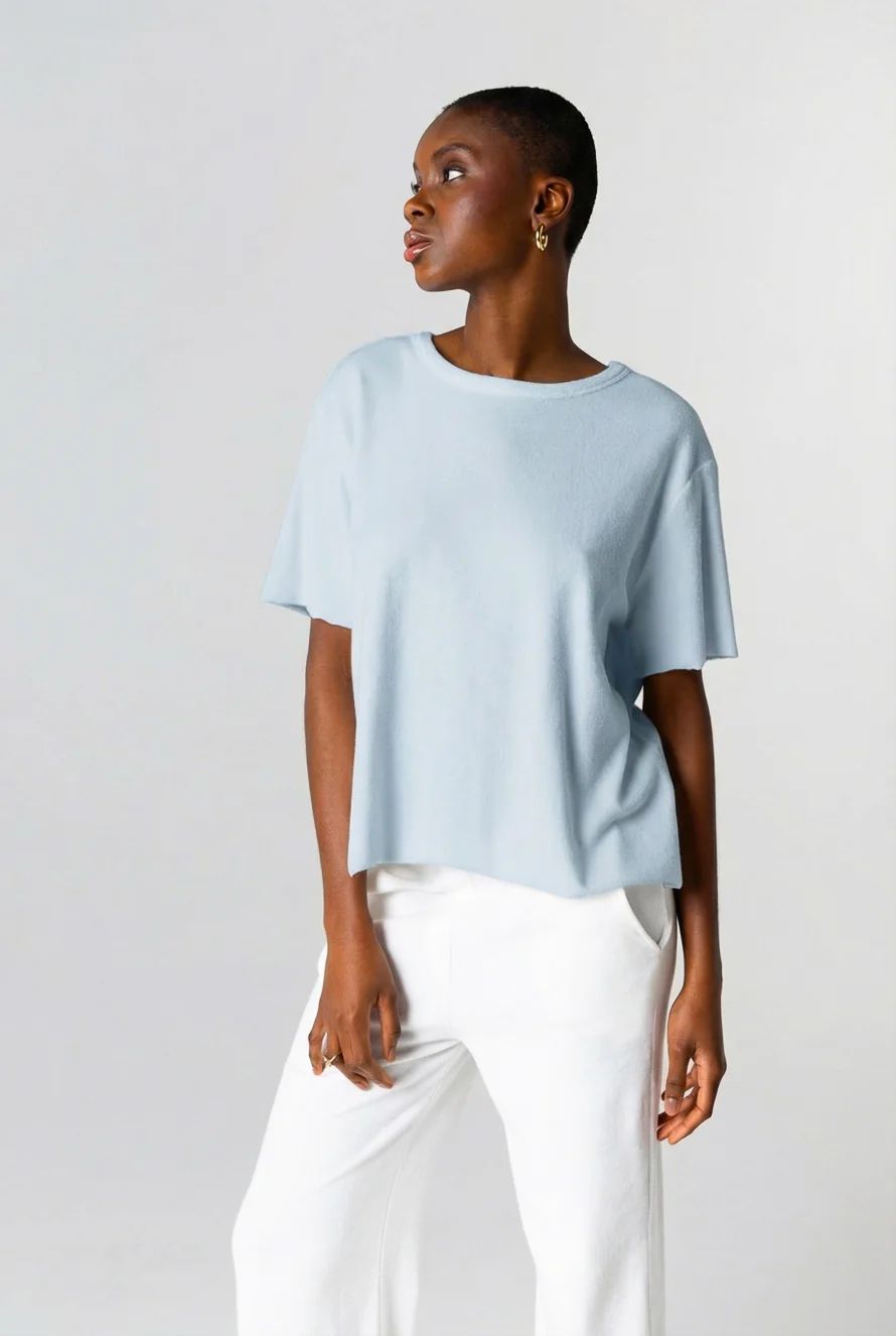 T-shirt Bleu Calanques Col Rond Manches courtes en Coton Organique / Polyamide - Image 2