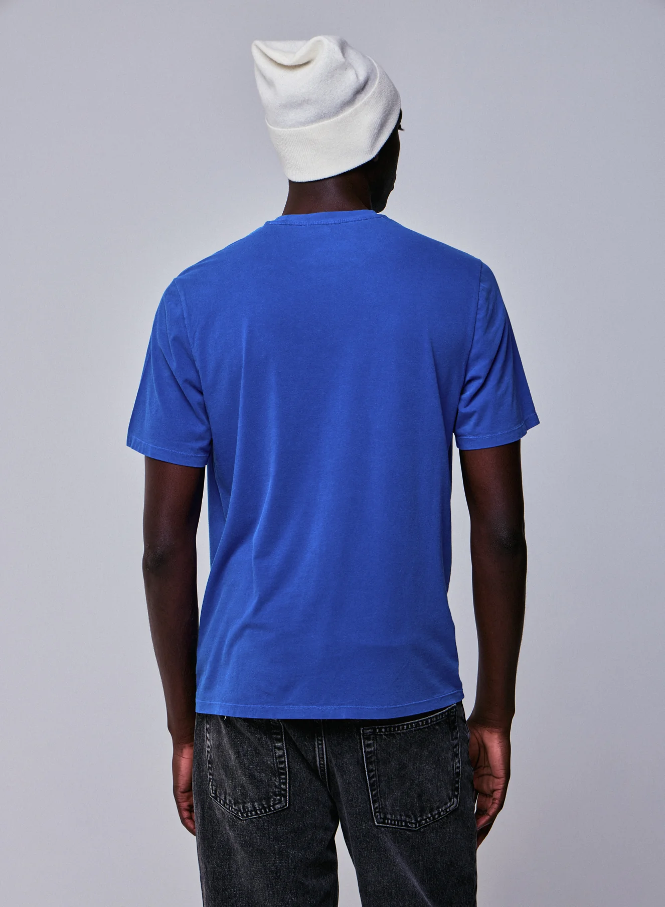 T-shirt Bleu Col Rond Manches Courtes en Coton organique / Elasthanne - Image 5