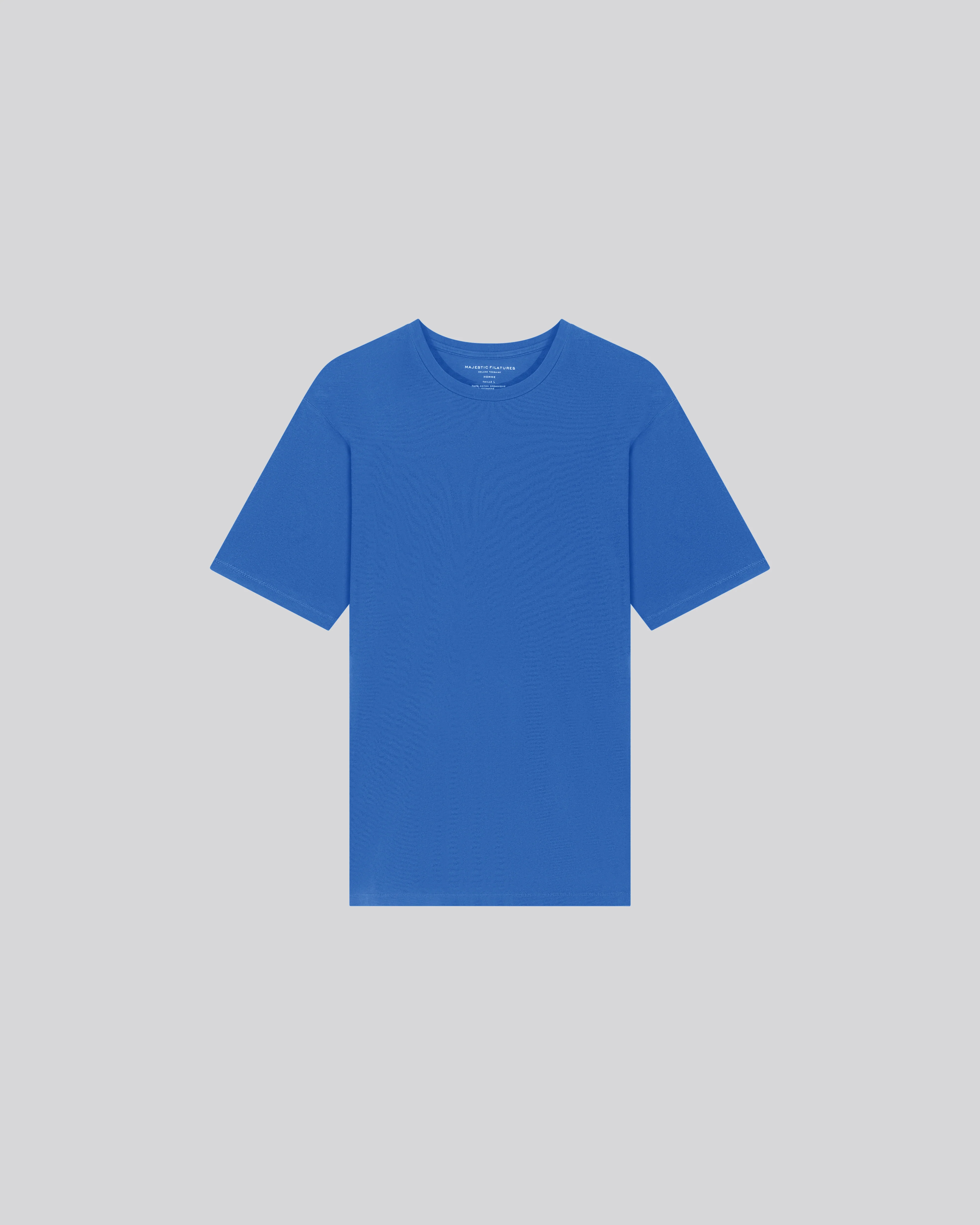 T-shirt Bleu Col Rond Manches Courtes en Coton organique / Elasthanne - Image 6