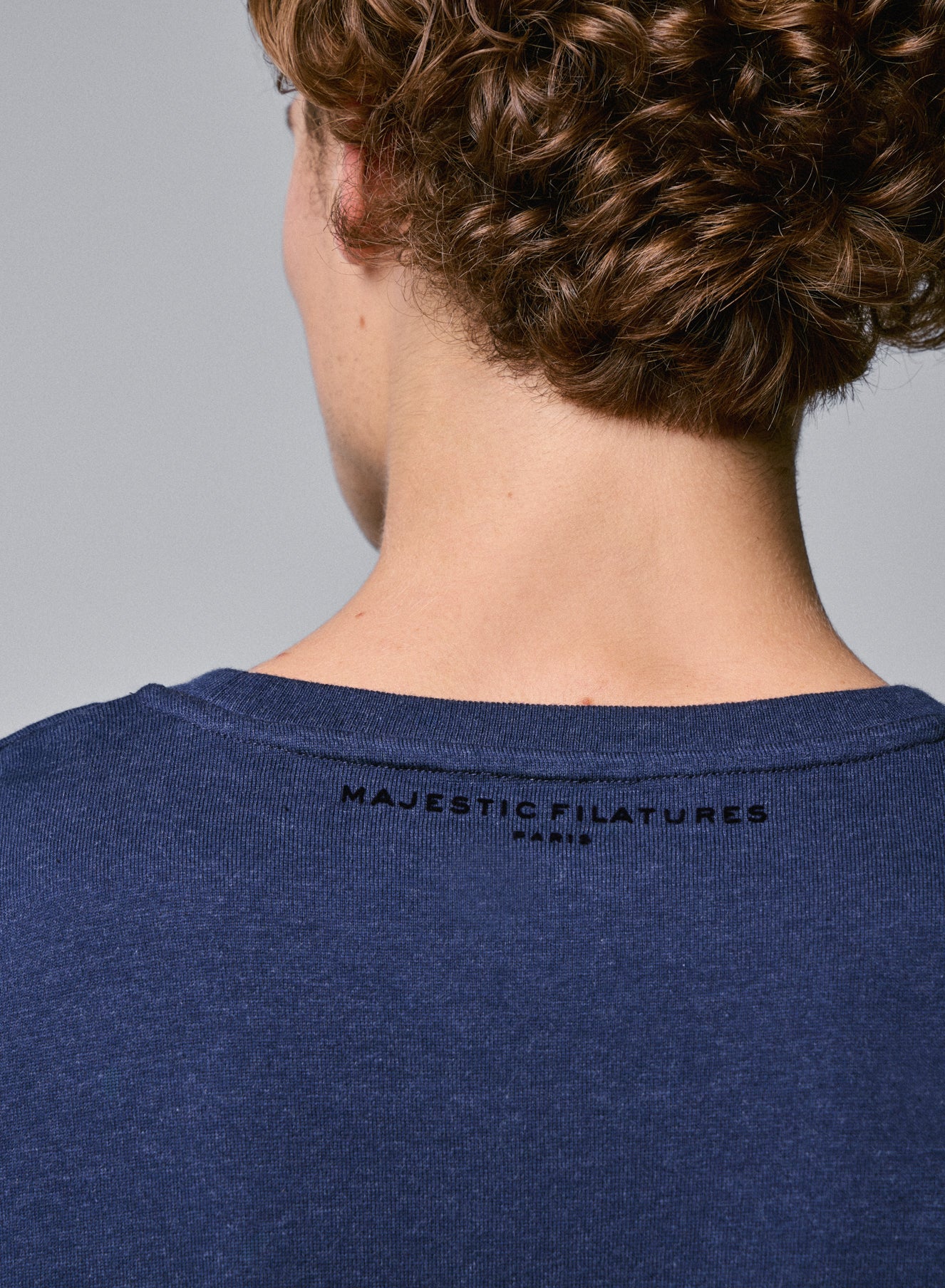 T-shirt Bleu Col Rond Manches Courtes en Coton organique - Image 5